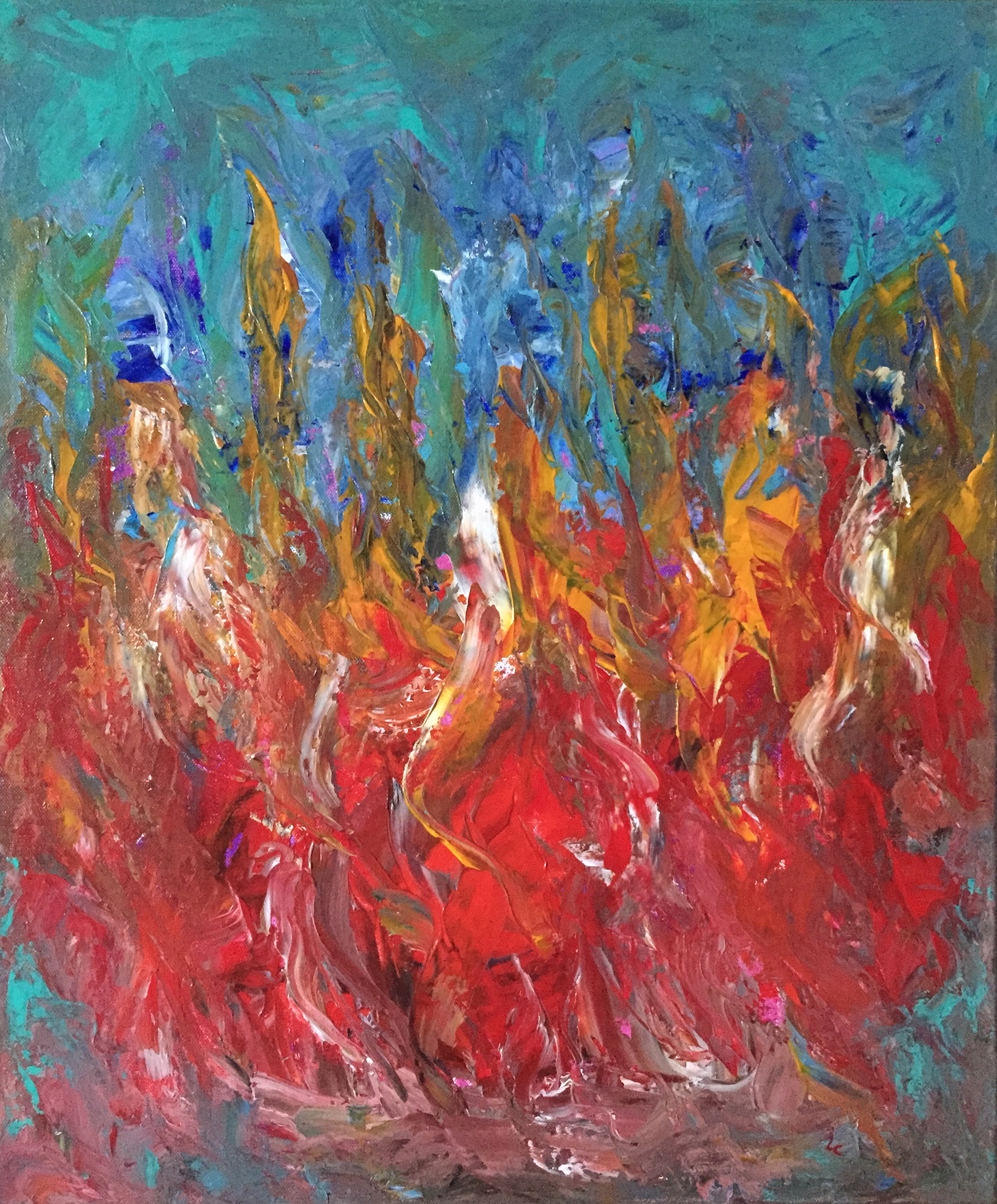 Dancing Flames 24" x 20" acrylic on canvas