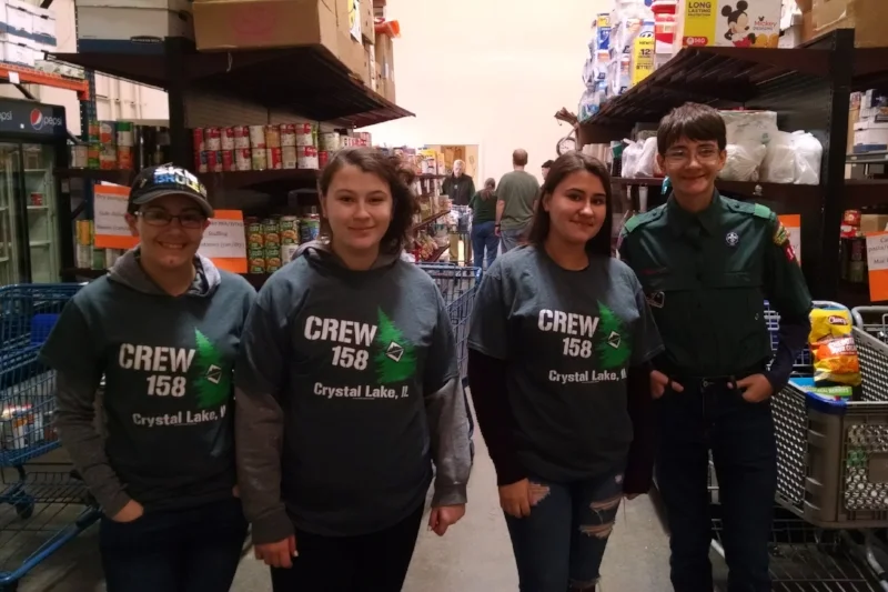 Some of crew 158 assisting with Scouting for Food 2018.