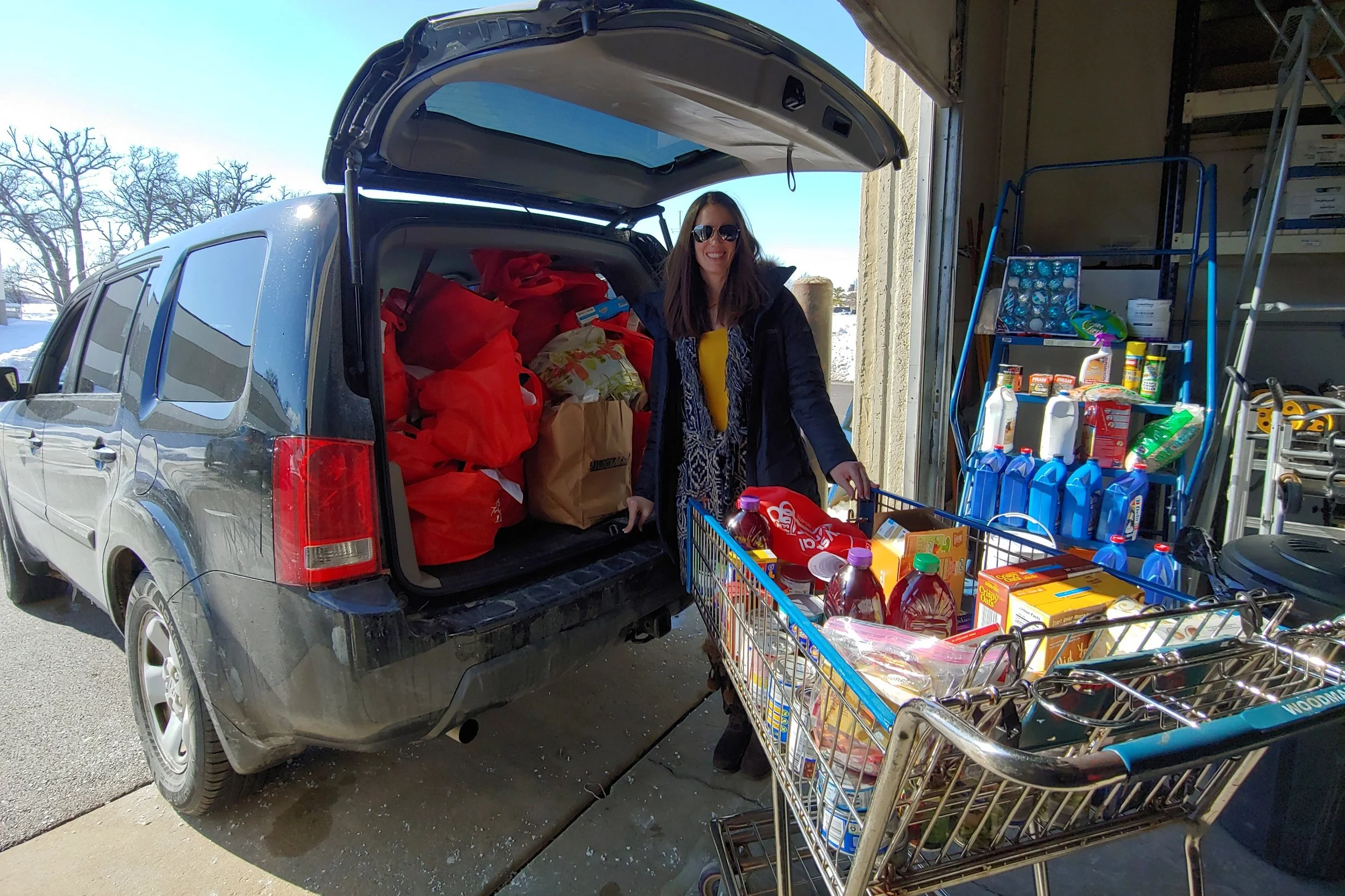 Thank you Crystal Lessner of Keller Williams Realty and Meadowbrook Huntley for your generous donations that filled 7 grocery carts!