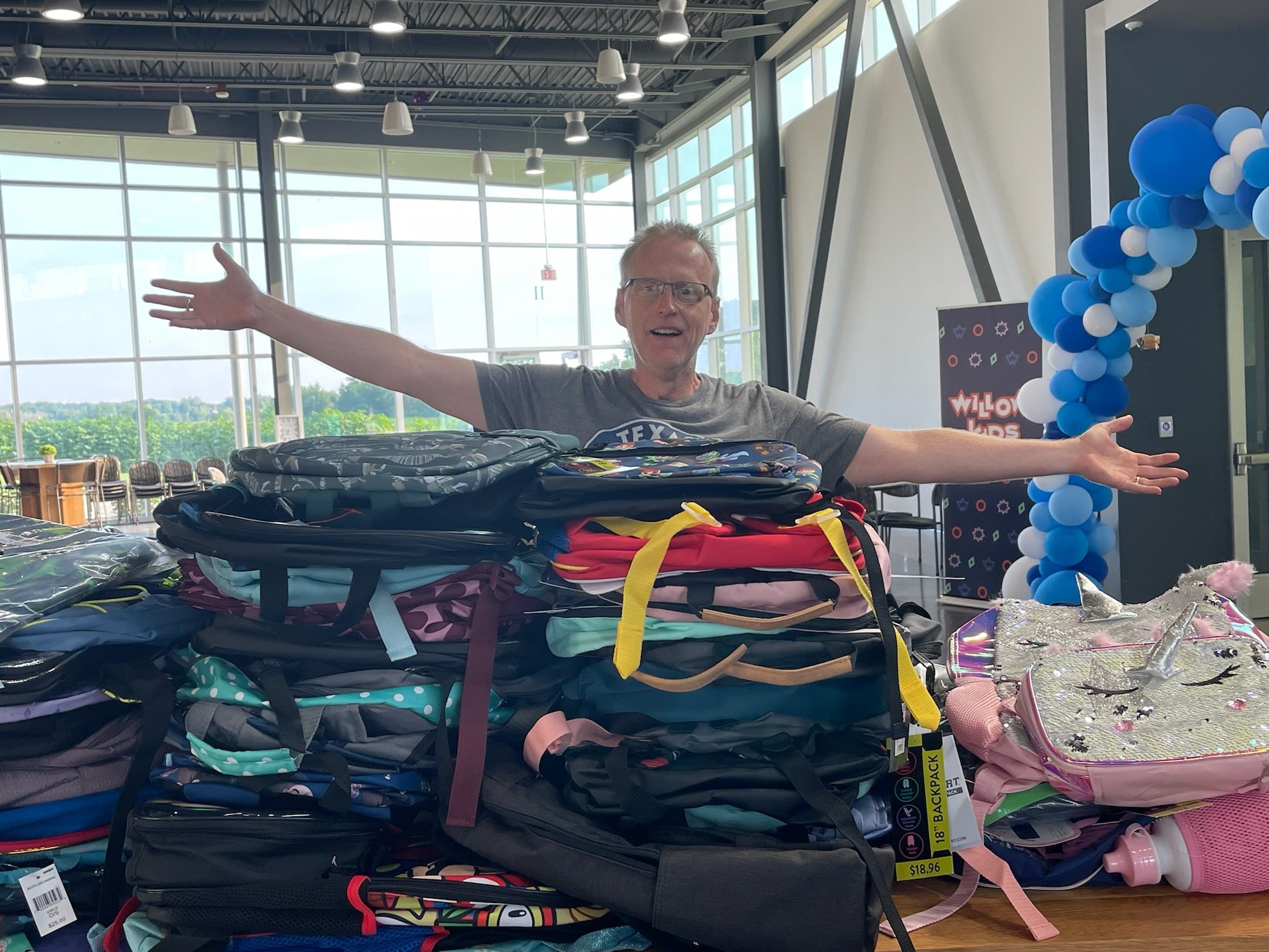 Amazing donation of backpacks and school supplies from Willow Creek of Huntley!