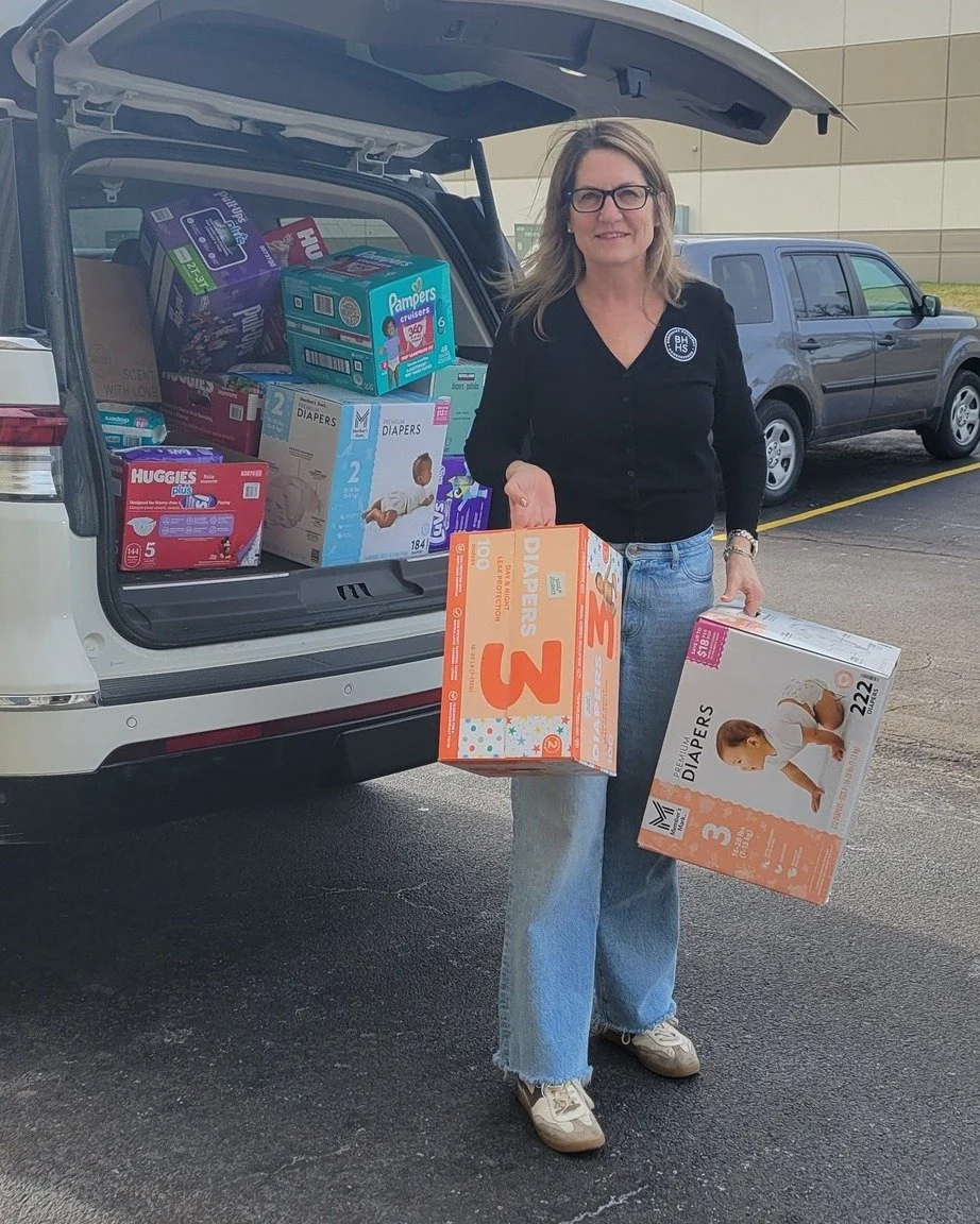 Big thank you to the team at Berkshire Hathaway Starck Real Estate (@starckelgin) for their efforts in collecting 1,250 infant and adult diapers, as well as a financial donation. AMAZING DONATION!