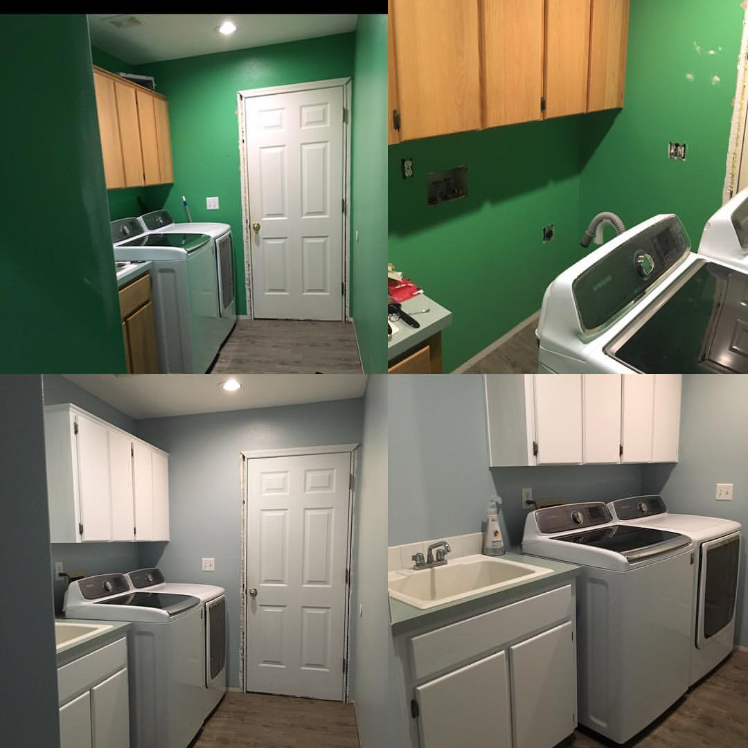 Before & After the walls and cabinets were painted