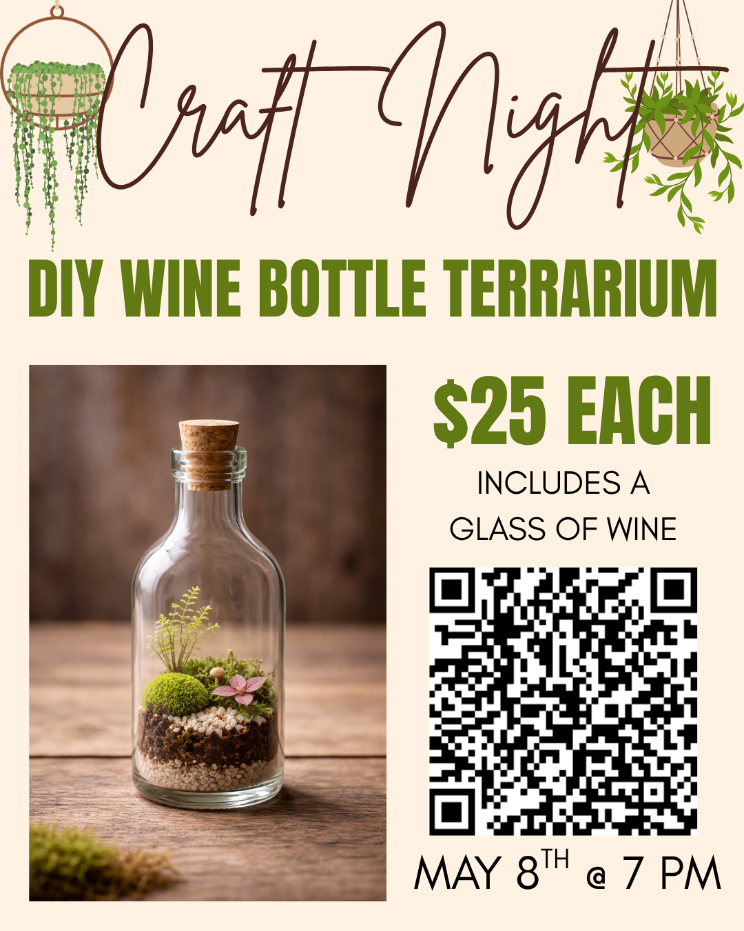 CRAFT NIGHT- DIY Wine Bottle Terrarium
