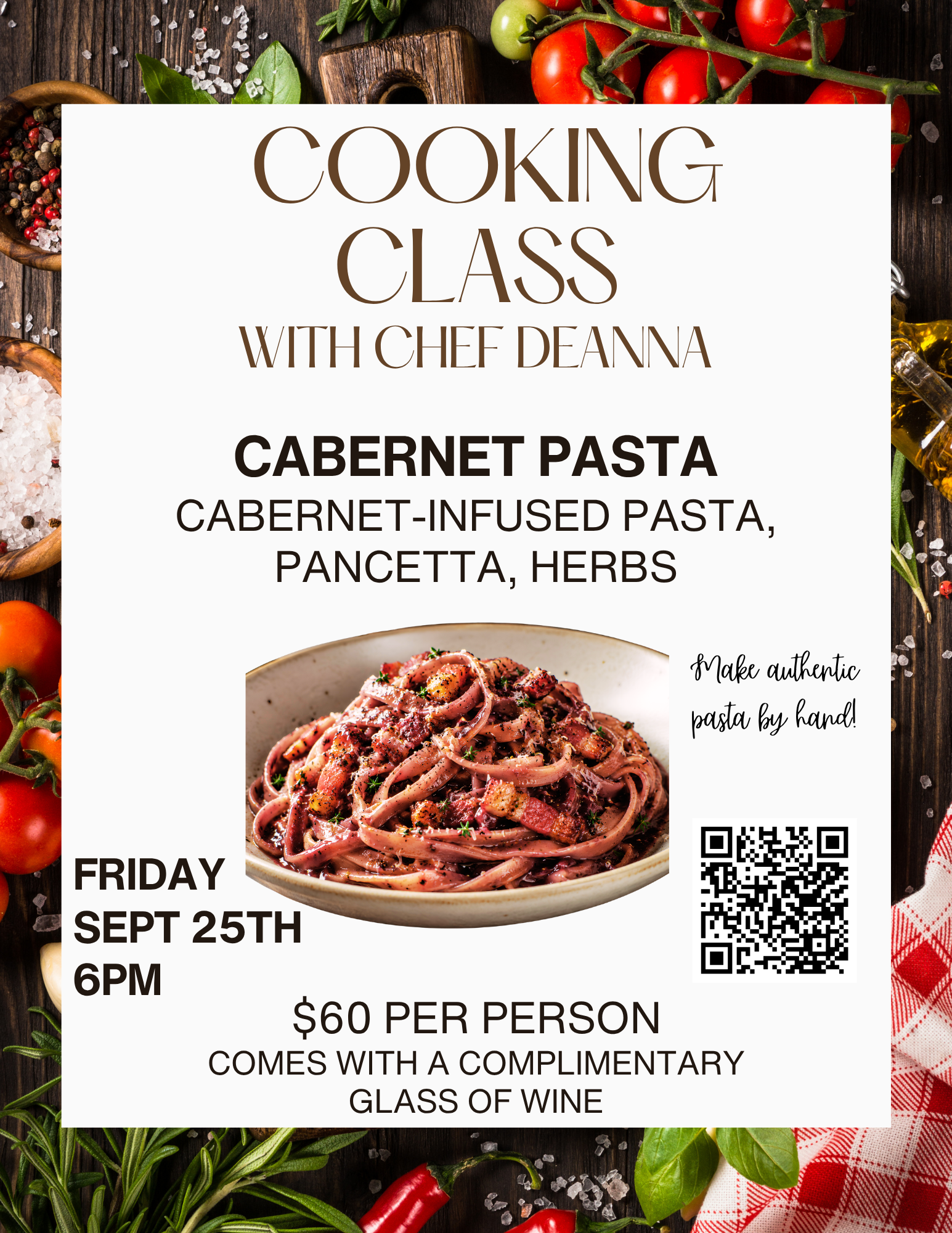 COOKING CLASS: Cabernet-Infused Pasta