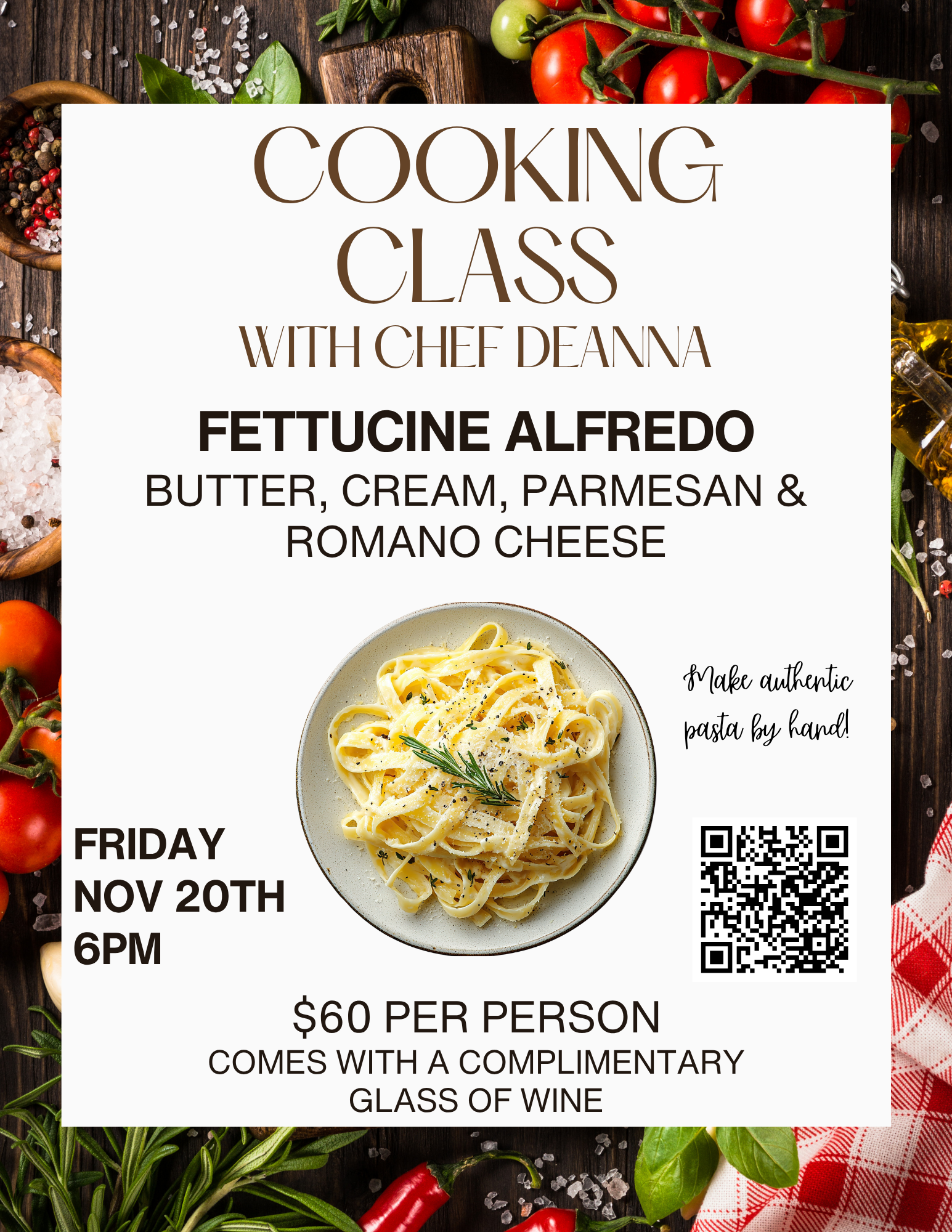 COOKING CLASS: Fettuccine Alfedo