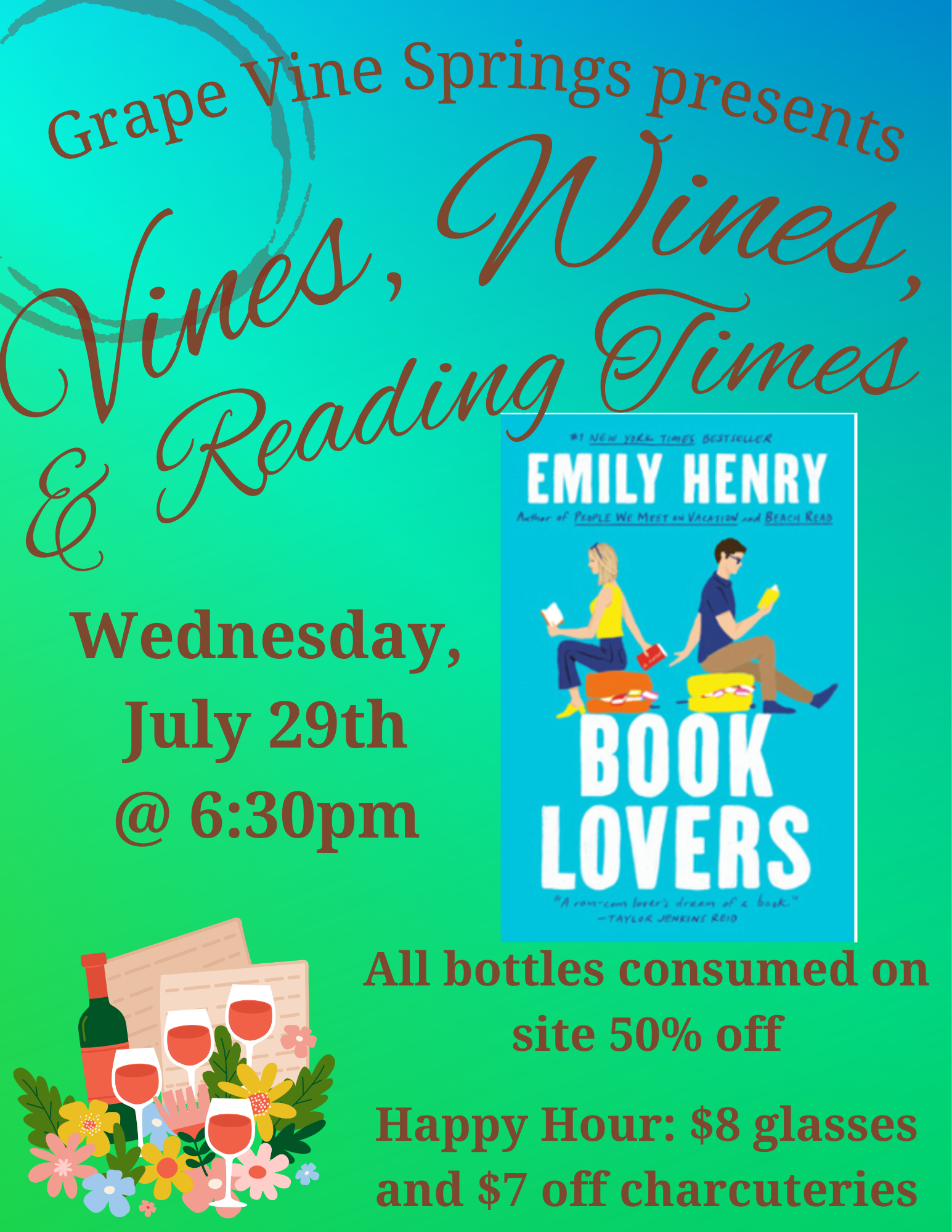 BOOK CLUB - Vines, Wines &amp; Reading Times (Copy)