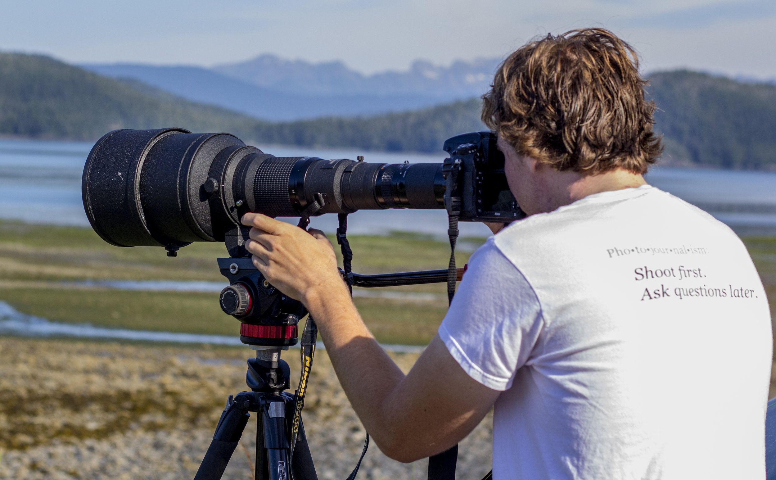 Shooting eagles in Cordova, Alaska. Photo by Dan Morrison.