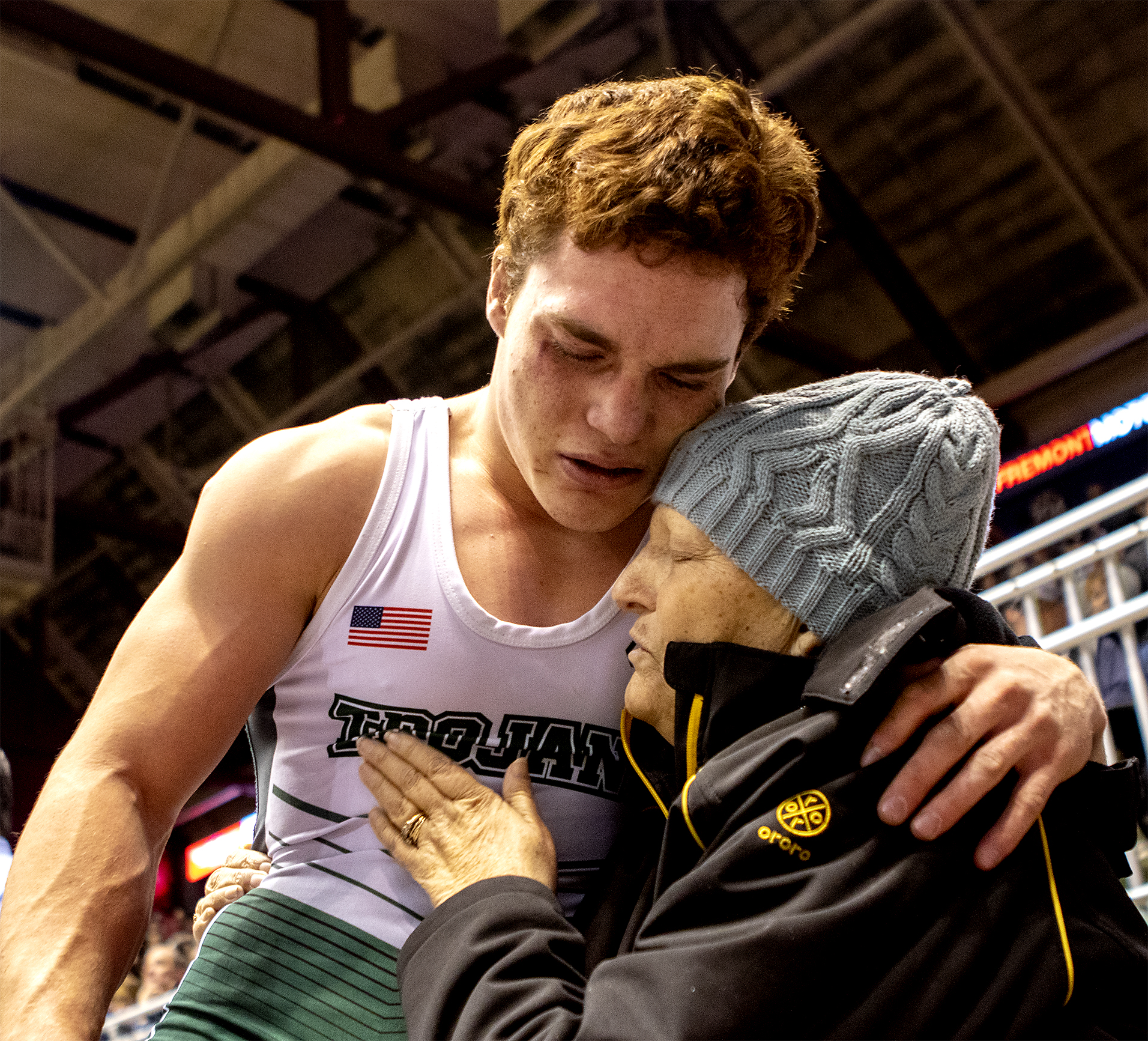  Rhonda Kraus hugs her son Josh after his victory to take the state title at the State Wrestling Championships on Saturday, Feb. 23, 2019 at the Casper Events Center. Kraus has ovarian cancer and wasn't expected to make it to Christmas. "Just being h