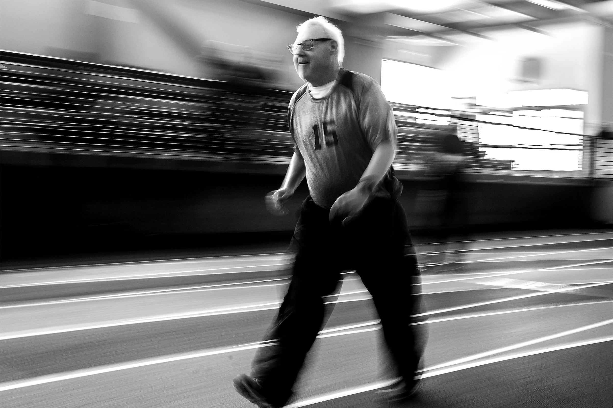 Russell Robb surges forward as he competes in the track and field portion of the Special Olympics Area Games on Friday, April 12, 2019.