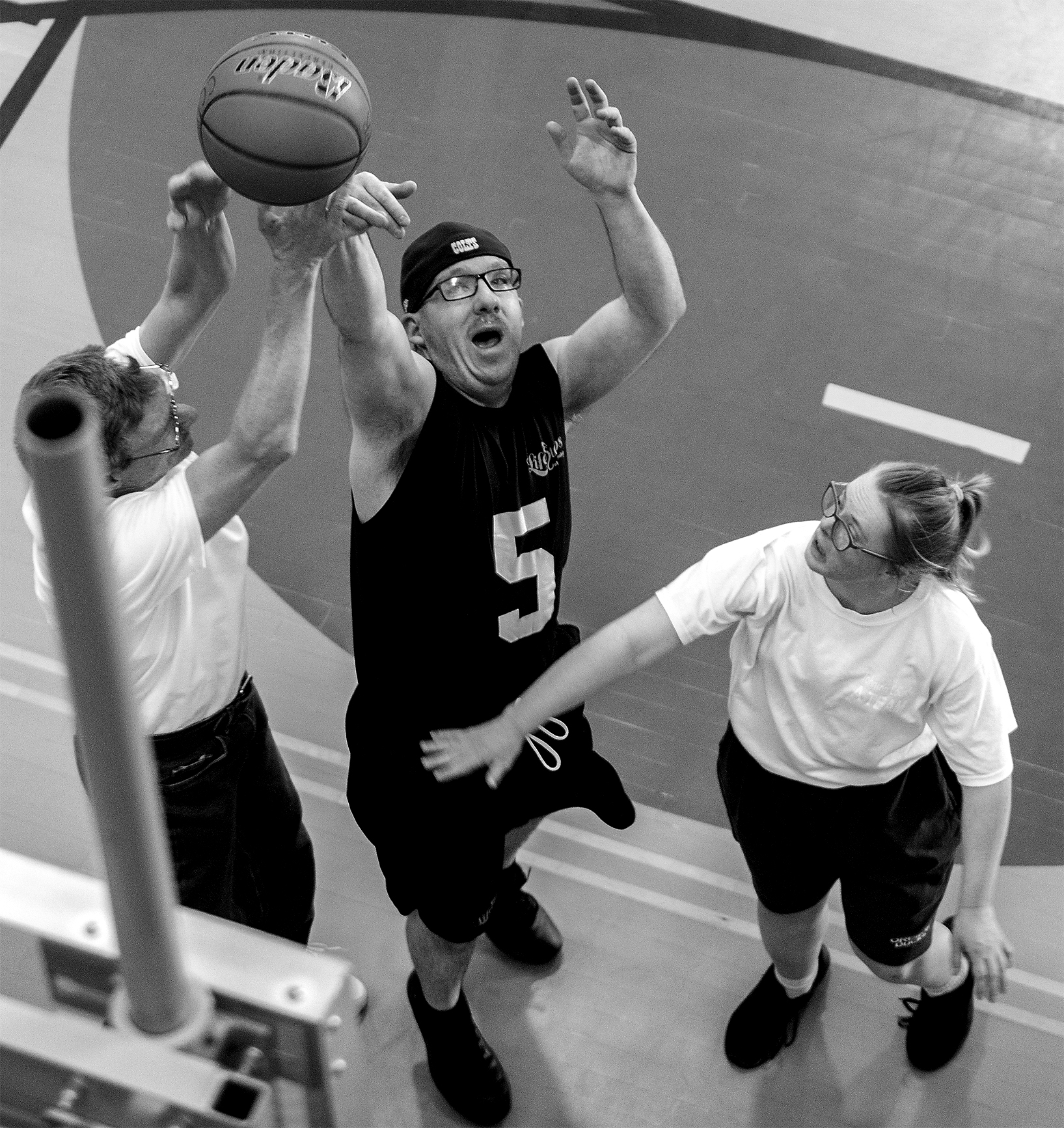  Billy Buckey goes up for the basket at the Special Olympics Area Games on Thursday, April 11 2019, at the Rec Center. 