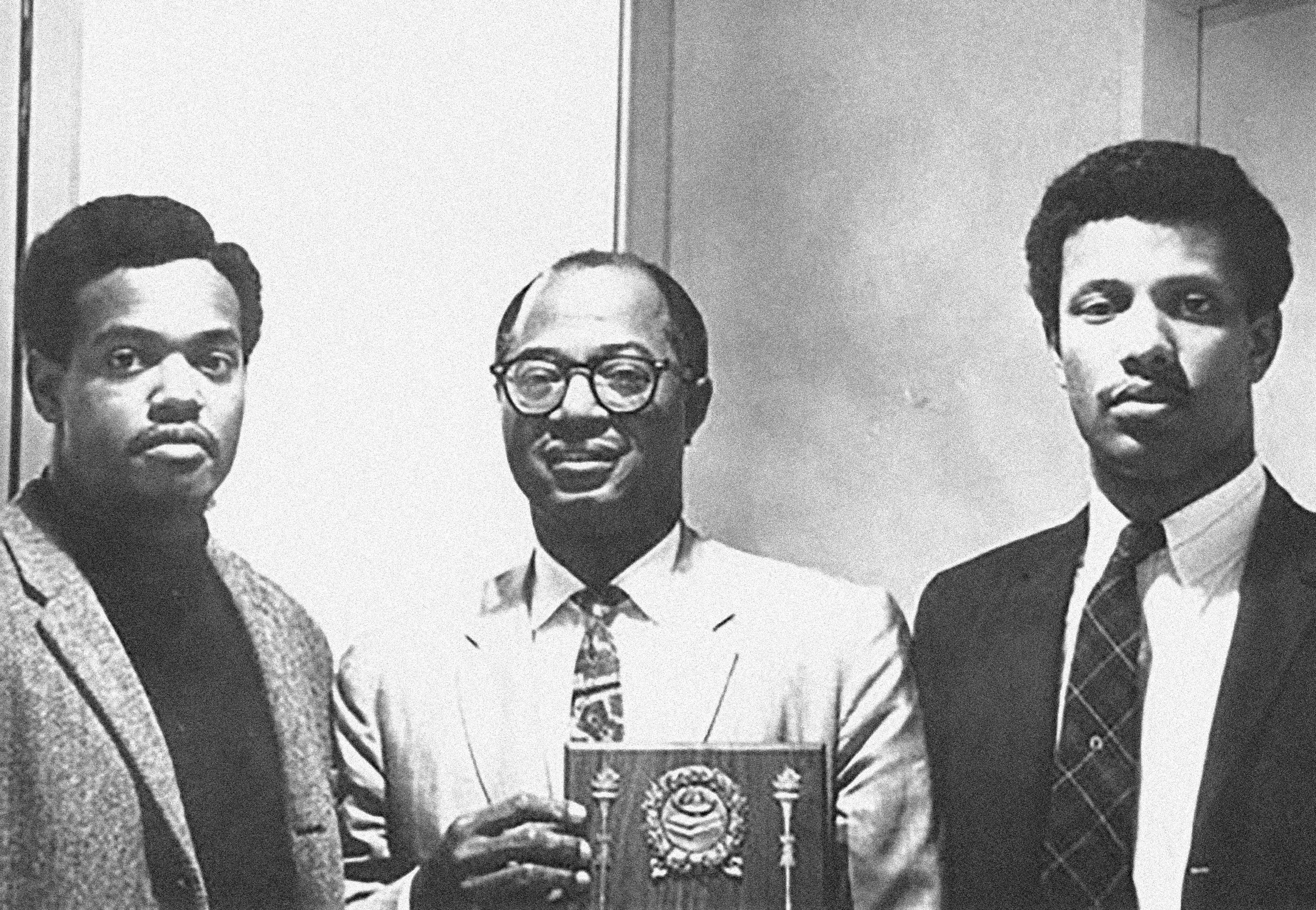 Paul C. Williams, Dr. Carl A. Fields, and A. Deane Buchanan at the first dinner banquet of Princeton's Association of Black Collegians (May 22, 1968)