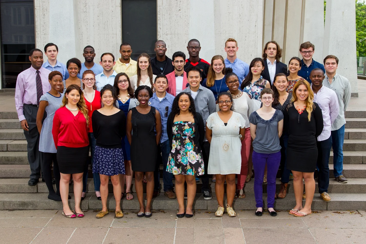 International students outside Woodrow Wilson School during freshman preorientation