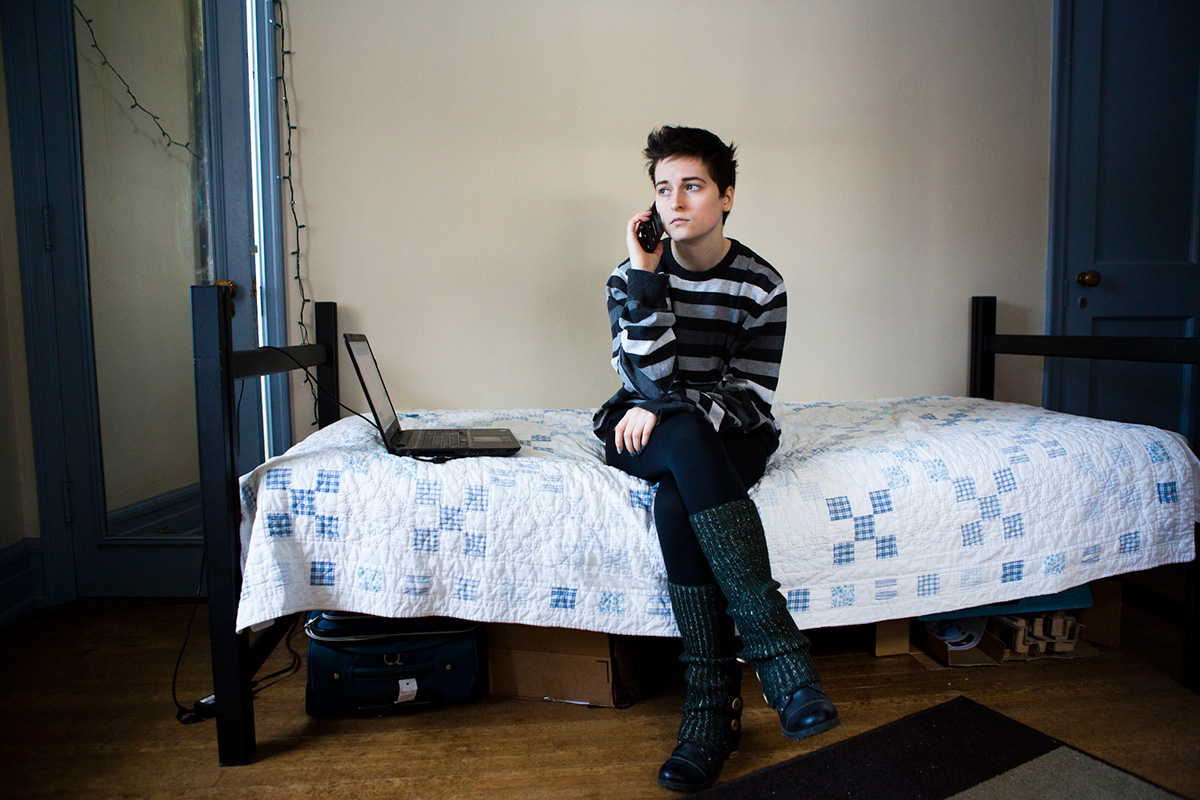 Bosch calls the Student Health Center to refill depression medication while in their dorm at UMW. "I wish I could be in a body where I felt like I was myself," said Bosch. "There's not much that's worse than that."