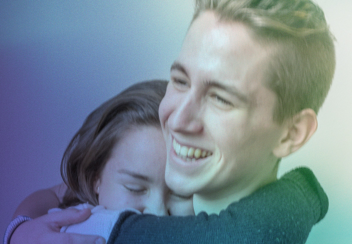 A loving hug between best friends