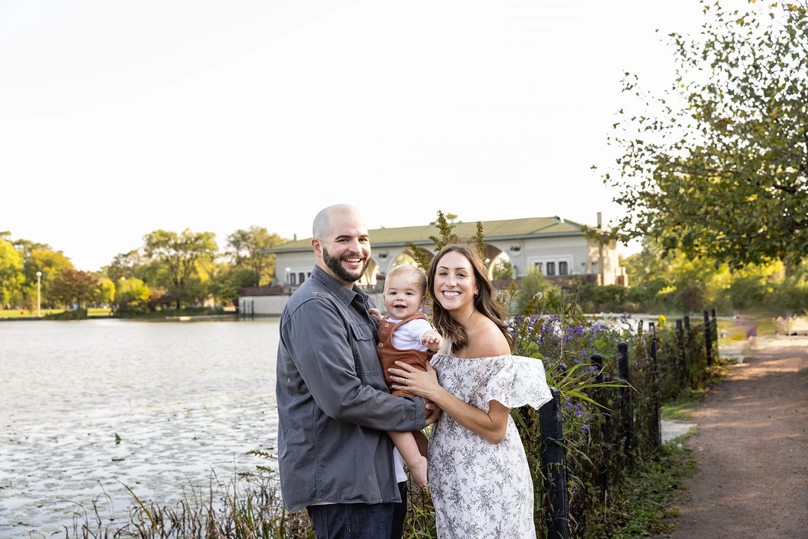 Chicago family enjoying outdoor photography session in city park