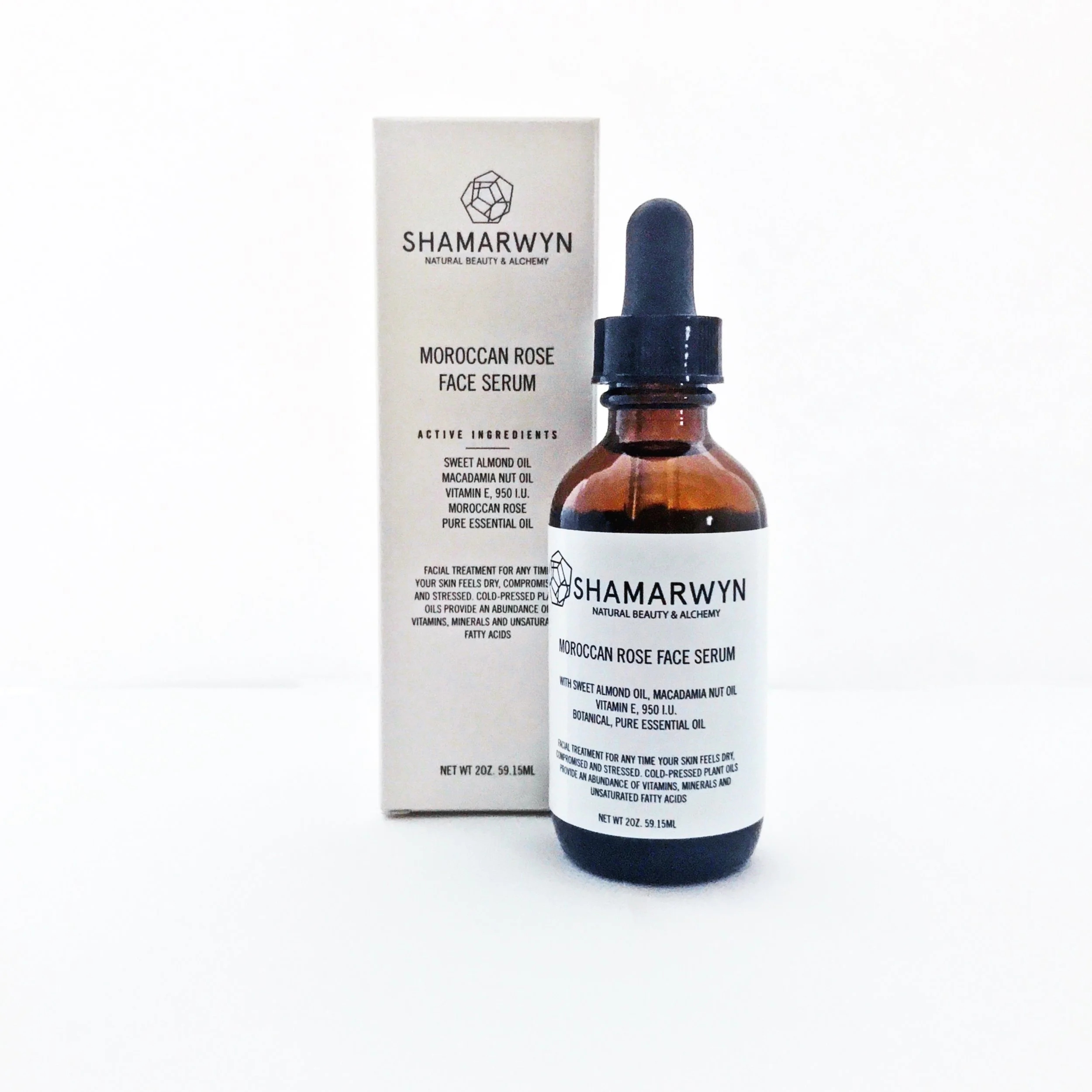 Botanical Moroccan Rose Face Serum: Anti-Aging, Healing with Macadamia Nut Oil, Sweet Almond Oil, Vitamin E &amp; Pure Essential Oil 2oz