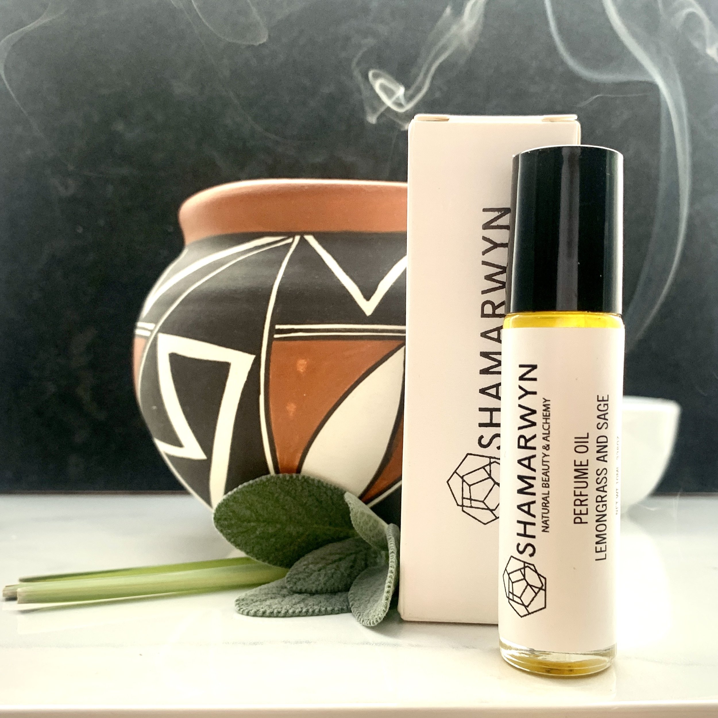 Lemongrass and Sage Perfume Oil by Shamarwyn. Natural, Organic with Pure Essential Oils, Roll-On.