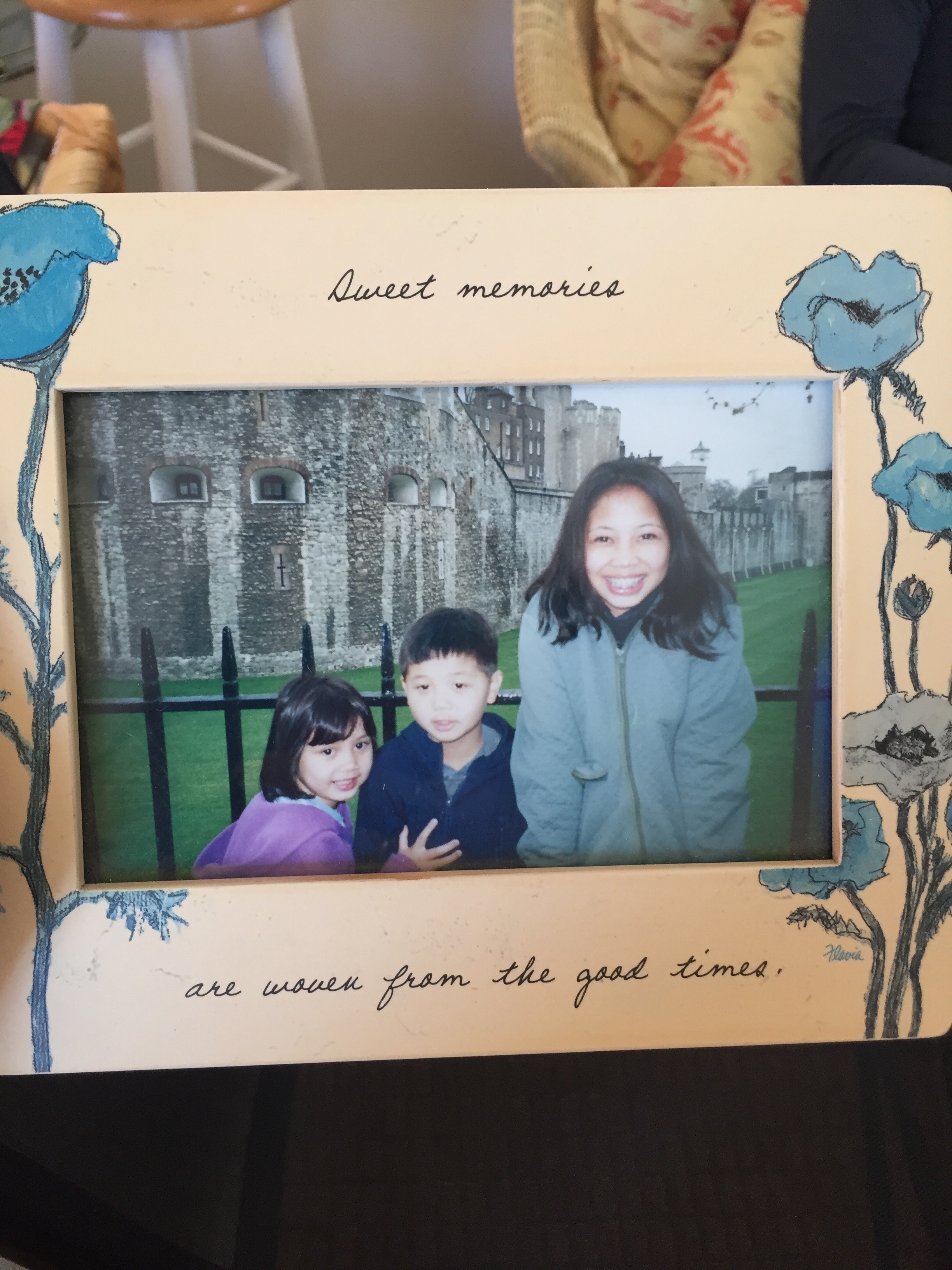 Awkward teenager me in Europe with my siblings