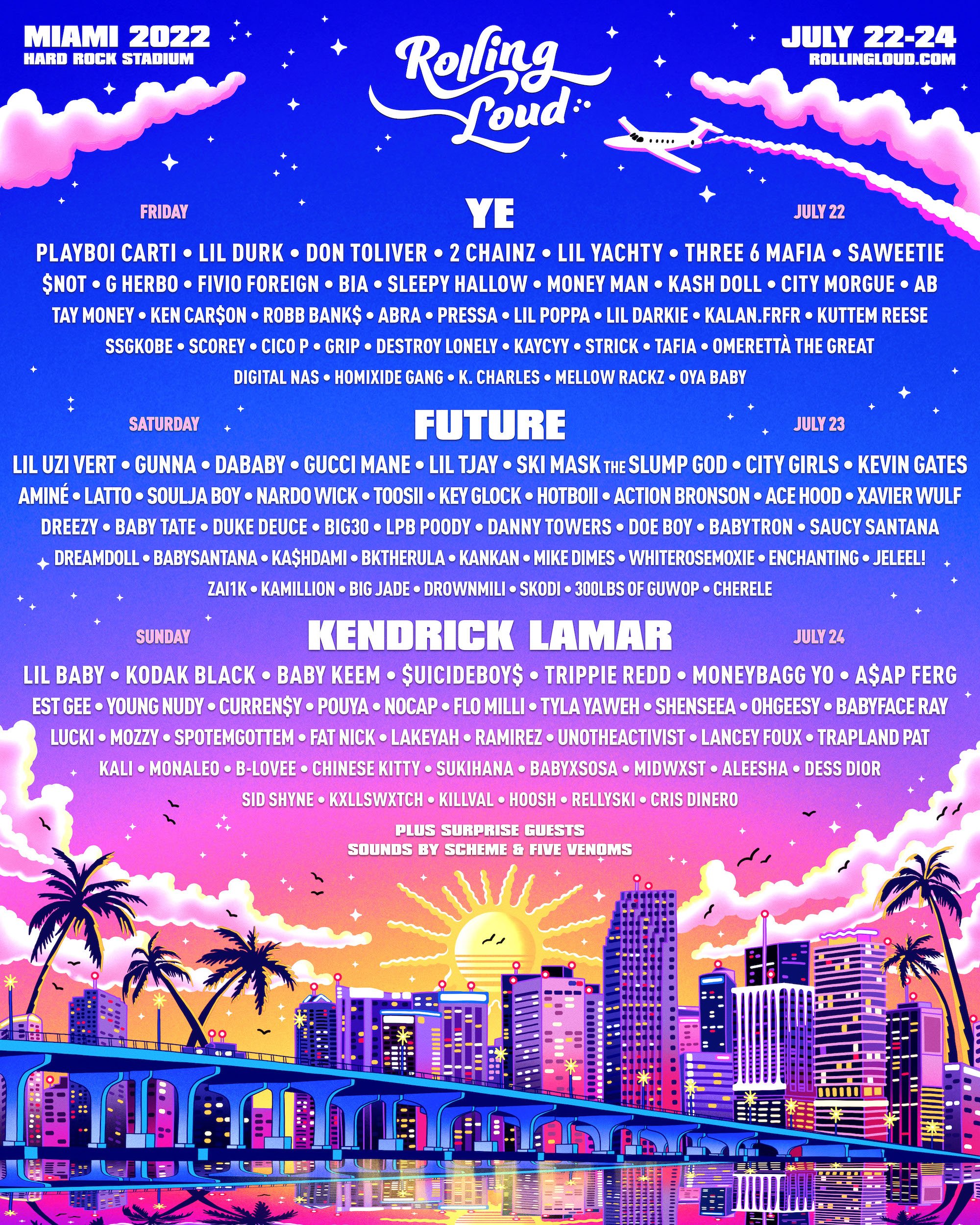 ROLLING LOUD MIAMI 2022 Lễ hội âm nhạc Kendrick Lamar, Ye (Kanye West