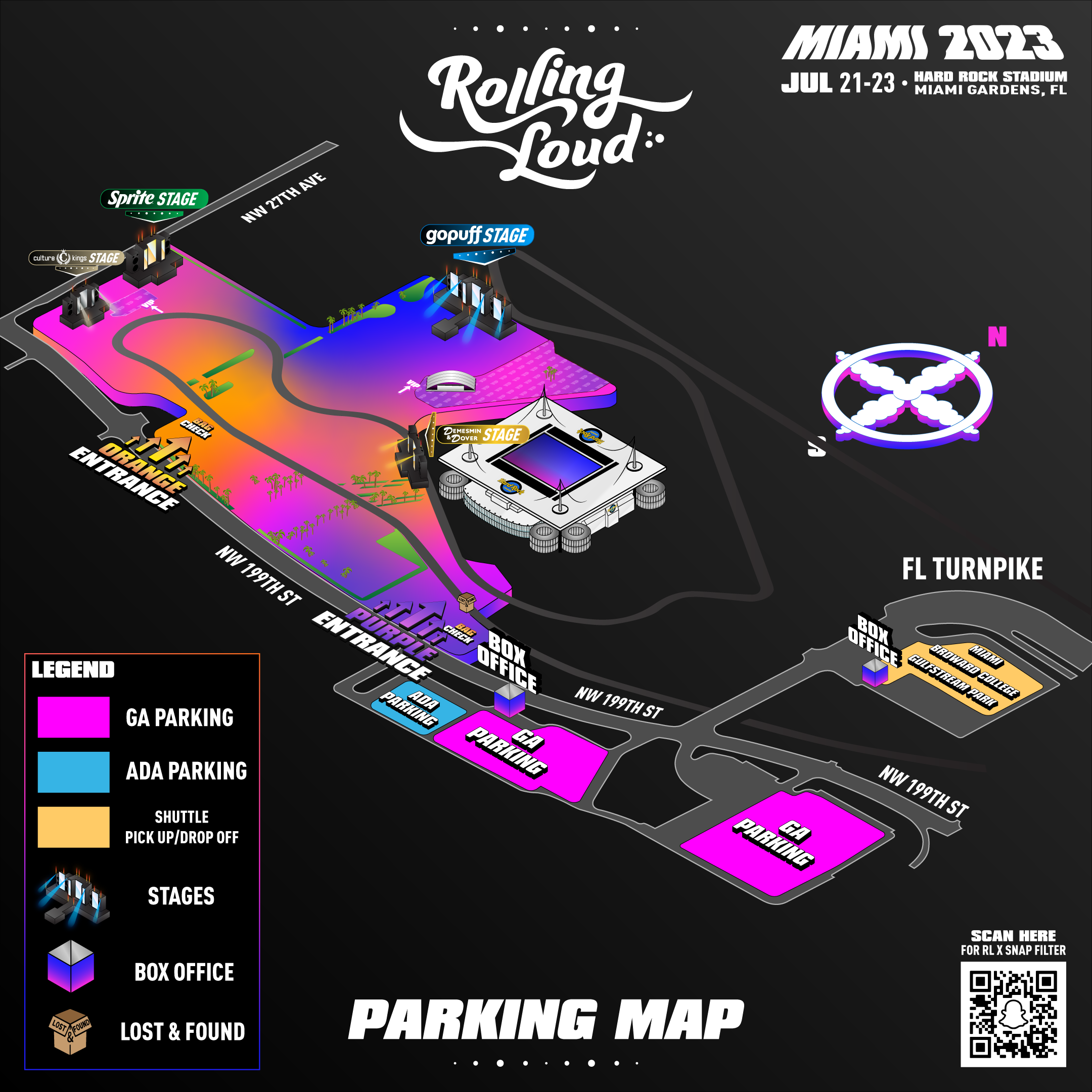 rolling loud festival parking map