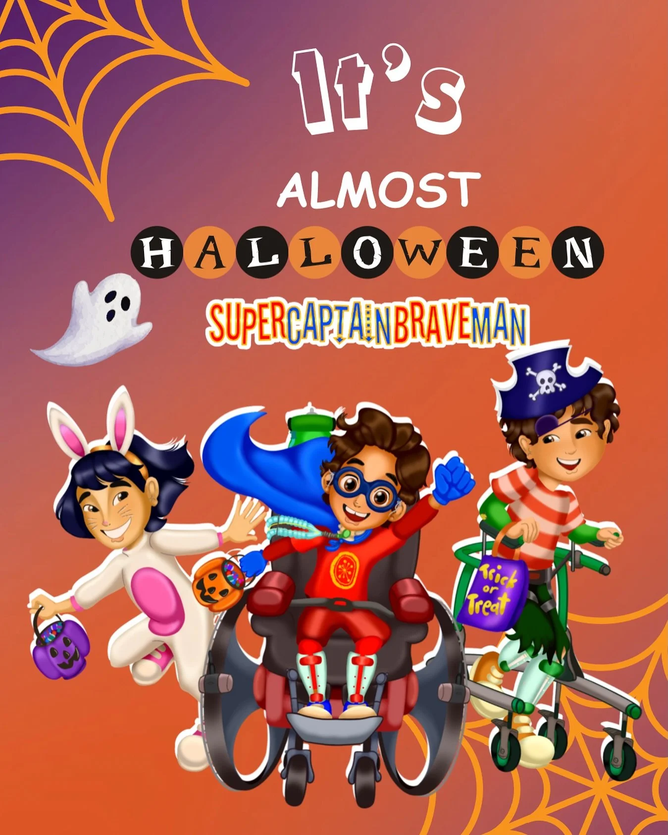 The spooky season is upon us!! 🎃

We can&rsquo;t wait for all the fun that Halloween brings! What&rsquo;re you dressing up as?

#supercaptainbraveman #friendship #kidsbooks#disabilityrepresentation #disability #childrensbooks #childrensbook #kidsboo