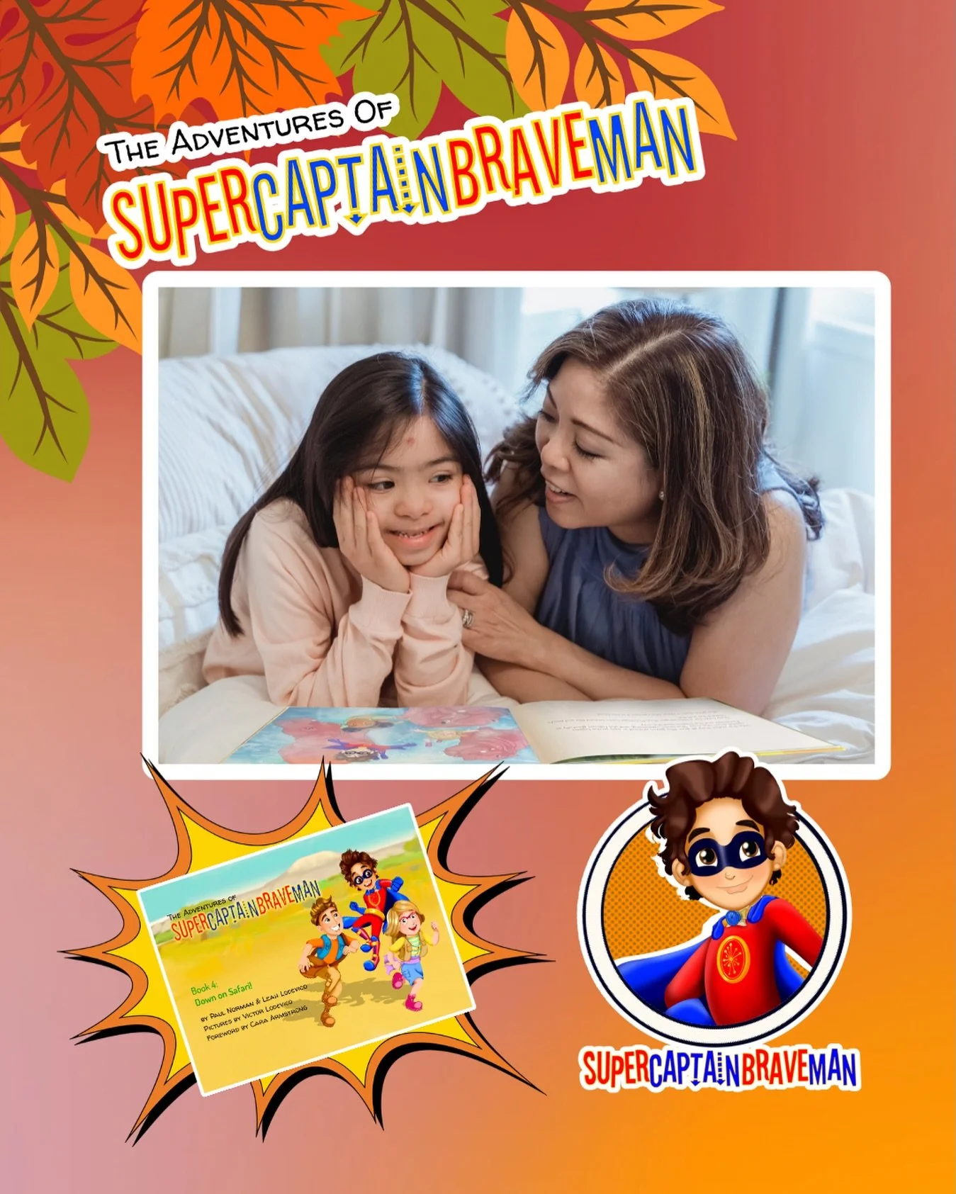 The Adventures of SuperCaptainBraveMan Book 4: Down on Safari! is a great read for anytime! 📚

Join SuperCaptainBraveMan and his new friend Mia, a young girl with Down Syndrome, on an African safari adventure! 

All our titles are available at Super