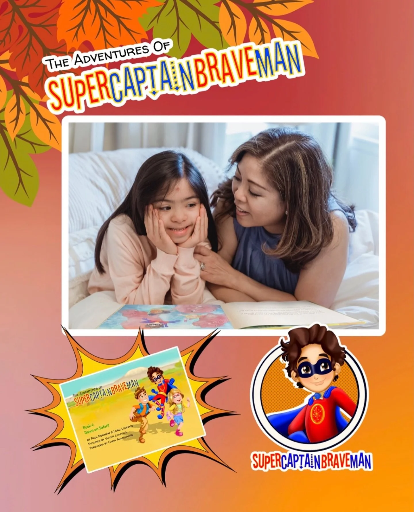 The Adventures of SuperCaptainBraveMan Book 4: Down on Safari! is a great read for anytime! 📚

Join SuperCaptainBraveMan and his new friend Mia, a young girl with Down Syndrome, on an African safari adventure! 

All our titles are available at Super