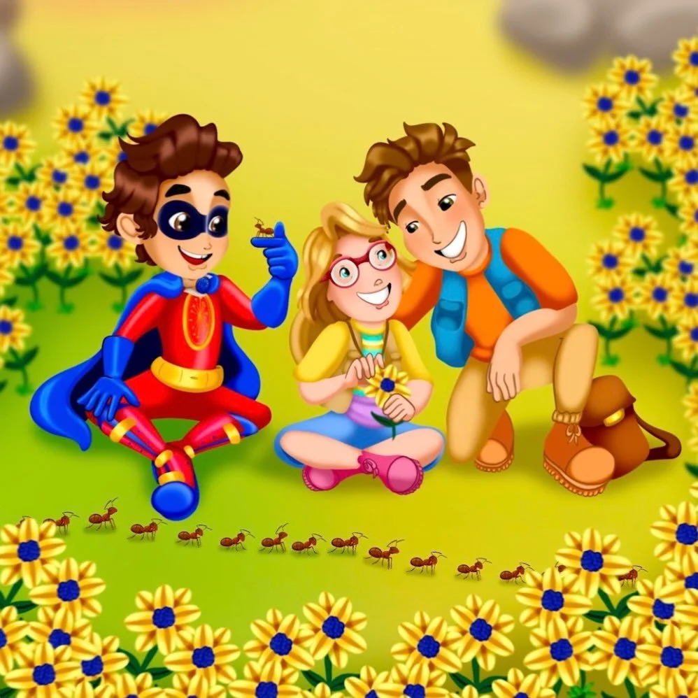 Happy first Sunday of Spring, Superfriends! 🌻

An illustration by @tordrawsyou from The Adventures of SuperCaptainBraveMan: Book 4, Down On Safari!, 2nd edition.

The illustration shows SuperCaptainBraveMan, MIA and Jack sitting in a field of yellow