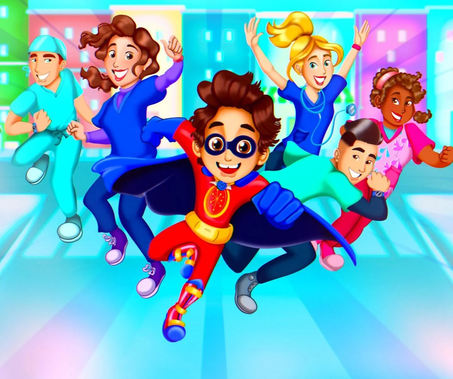 Hooray! We&rsquo;re getting ready for the weekend! What will you be doing? 

Illustration shows SuperCaptainBraveMan and a fun group of nurses smiling and excited. From The Adventuress of SuperCaptainBraveMan, Book 3: Nurses Are Amazing! By @tordraws