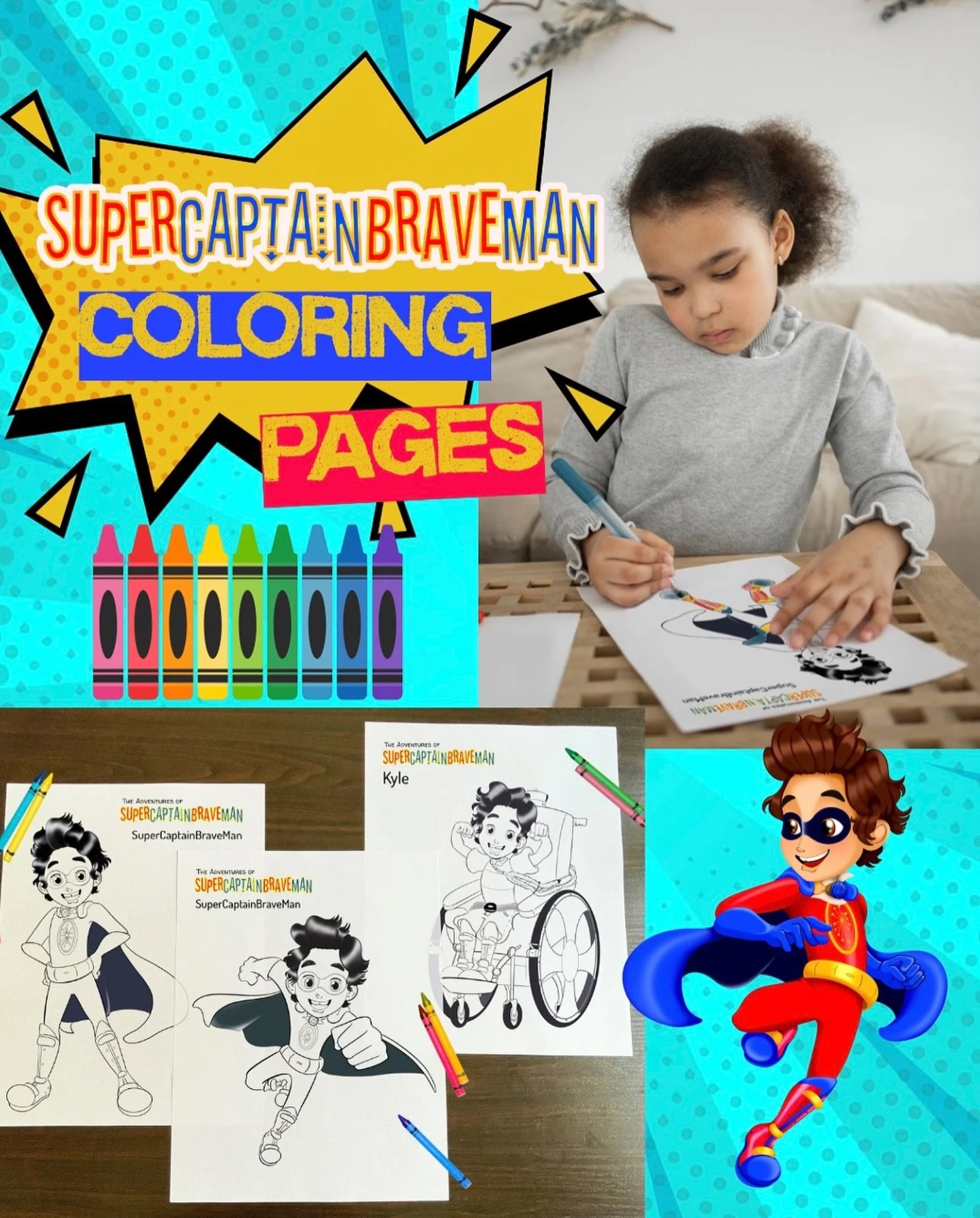 Share your masterpiece with our SuperCaptainBraveMan Coloring sheets! 🖍️

Print out your own SuperCaptainBraveMan coloring sheets for FREE at SuperCaptainBraveMan.com!

Click on the FREE STUFF tab and color SuperCaptainBraveMan any way you want! Be 