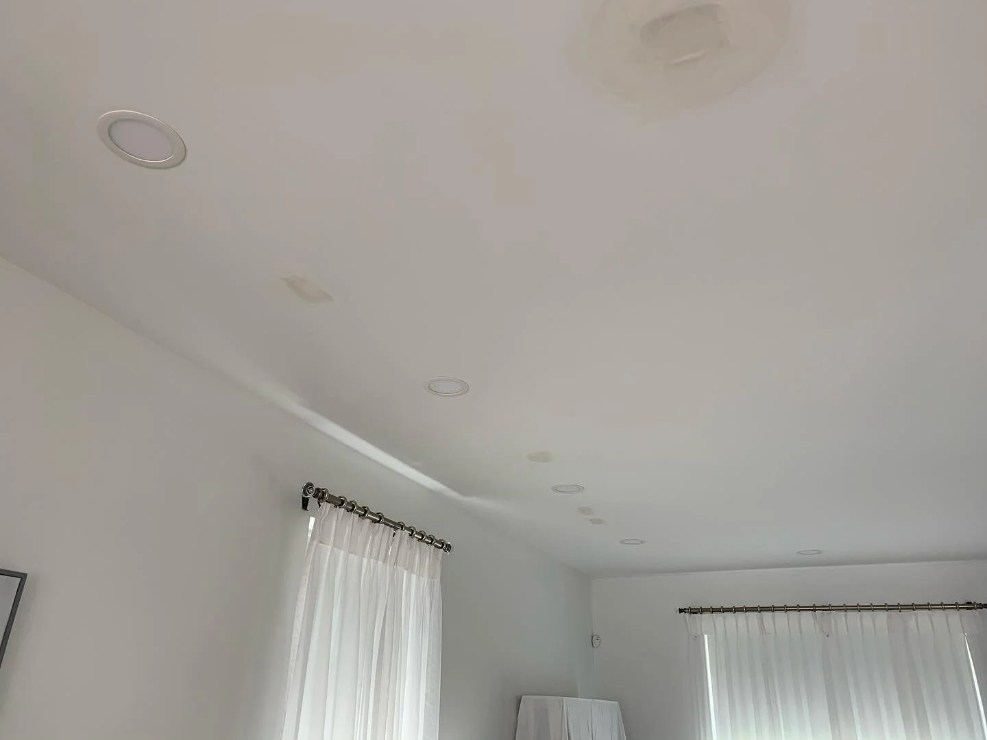 Recessed lighting job. A big upgrade from switched receptacles!