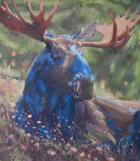 Moose with Wild Flowers 42x48 Michael King.jpeg