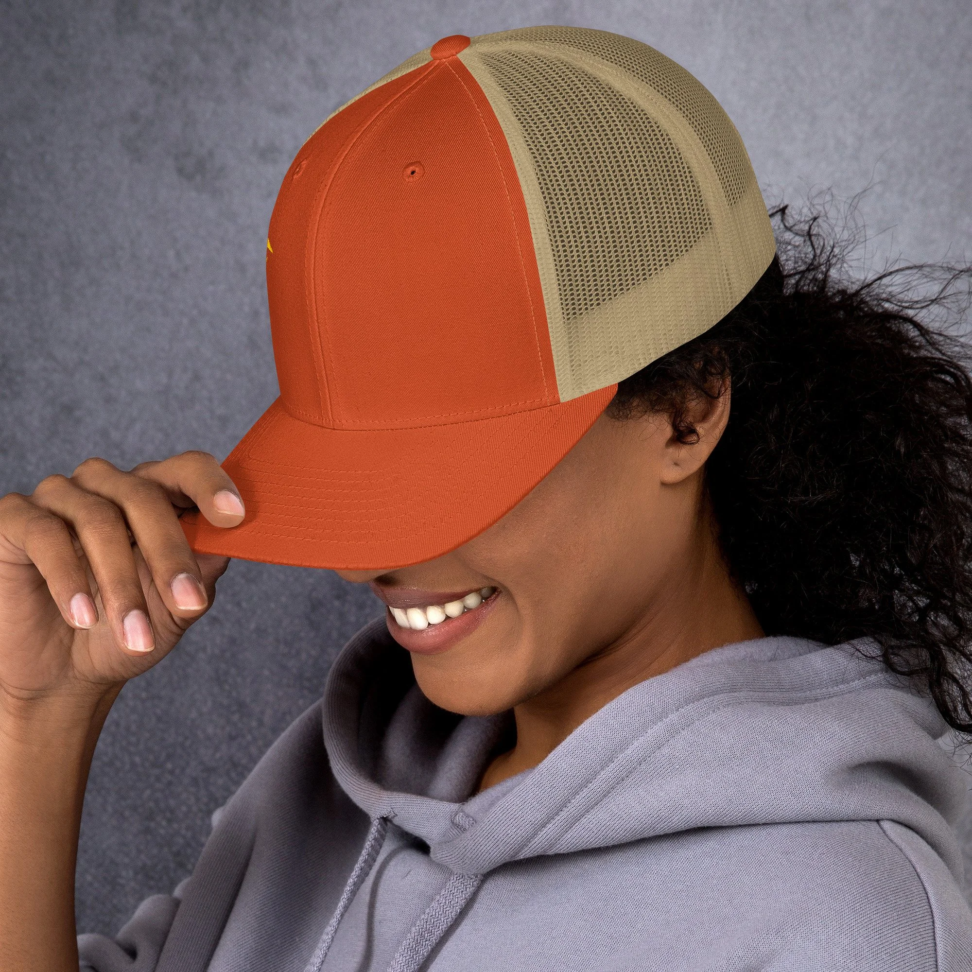 retro-trucker-hat-rustic-orange-khaki-left-6824c223e3371.jpg
