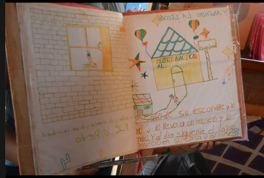After reading story books for the first time, kids create their own books!