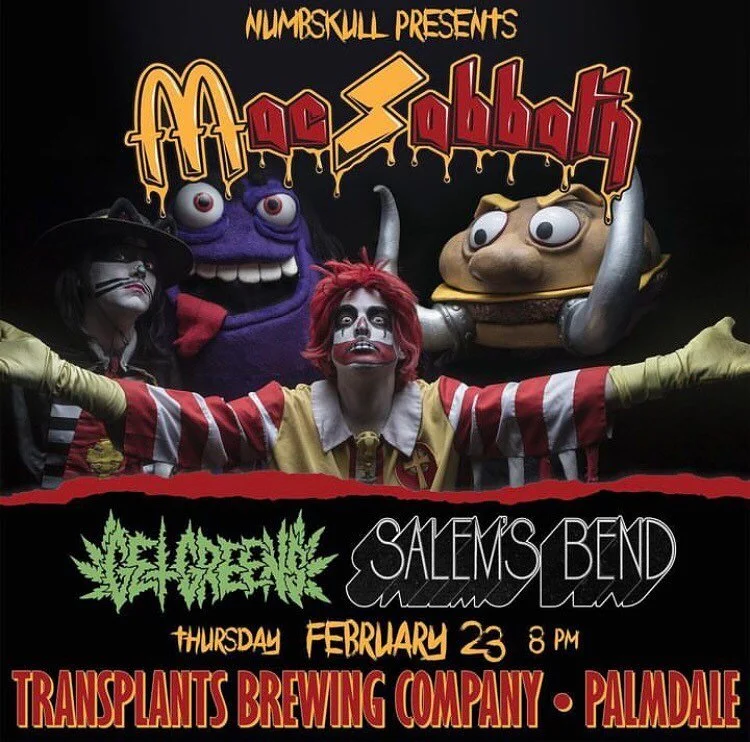 LOS ANGELES wIll have a Mac Sabbath show mere minutes away TONIGHT! @transplantsvenue w @getgreenshc and @salemsbend tomorrow at @strummersfresno Check for a Mac Attack in your area or plan a road trip. HECK WE DID! Dates and the soon to be extinct p