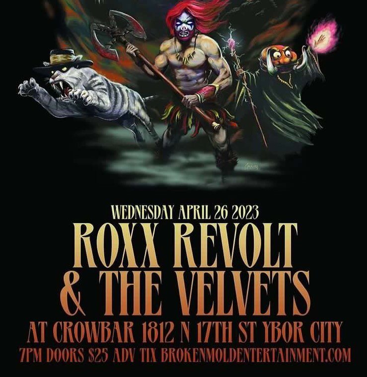 Florida! Tampa wed April 26 @crowbarybor with @roxxrevoltandthevelvets plus Thurs 27 in Winter Park at @conduit_fl with @mustnotkill then set sail on the 29th for @monstersofrockcruise Check for a Mac Attack in your area or plan a road trip. HECK WE 