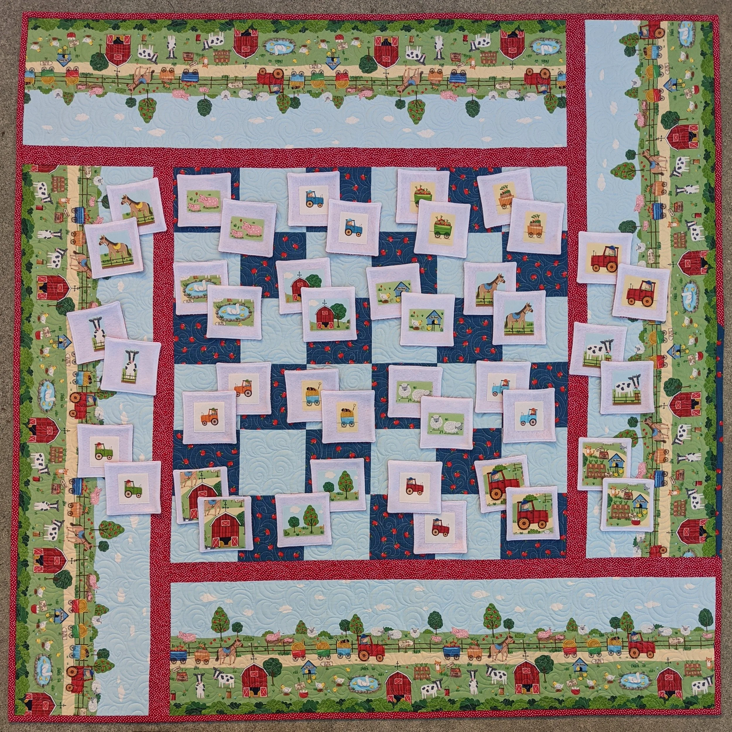Down on the Farm Quilt &amp; Memory Match (52" square)