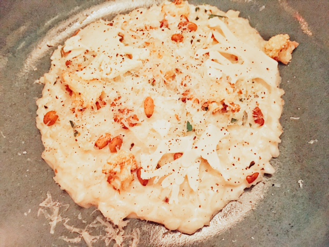 Cauliflower risotto, pine nuts and parmasean 