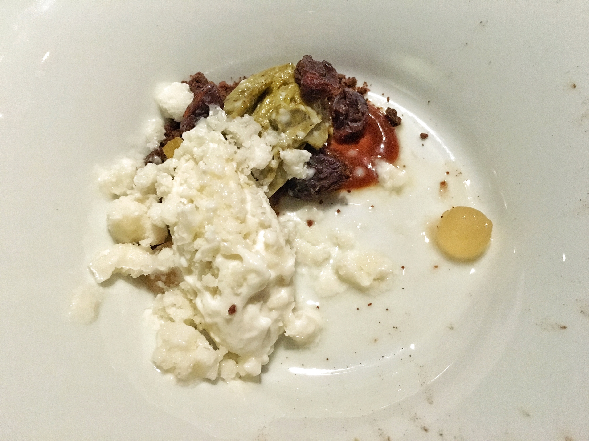 Ricotta ice cream, chocolate shavings, fig and pistachio ice cream