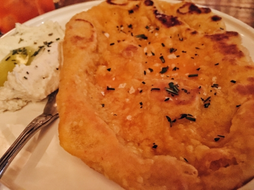 Flatbread with French cheese and olive oil