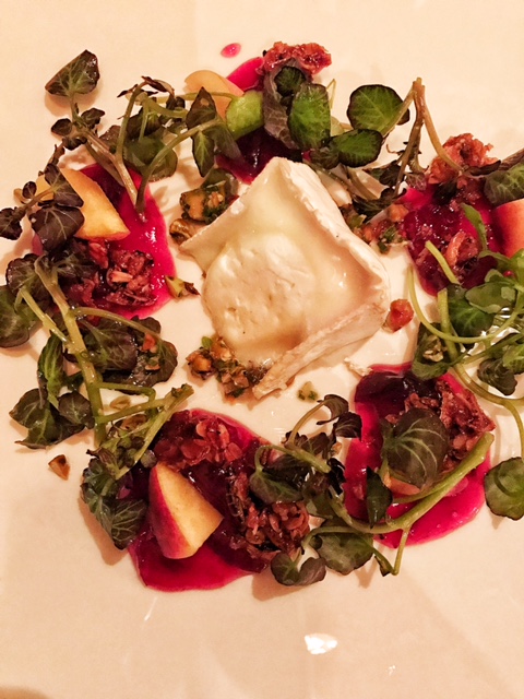 Fruition Farms Shepherd's Halo cheese, palisade peach preserve, savory granola, pistachio vinaigrette 
