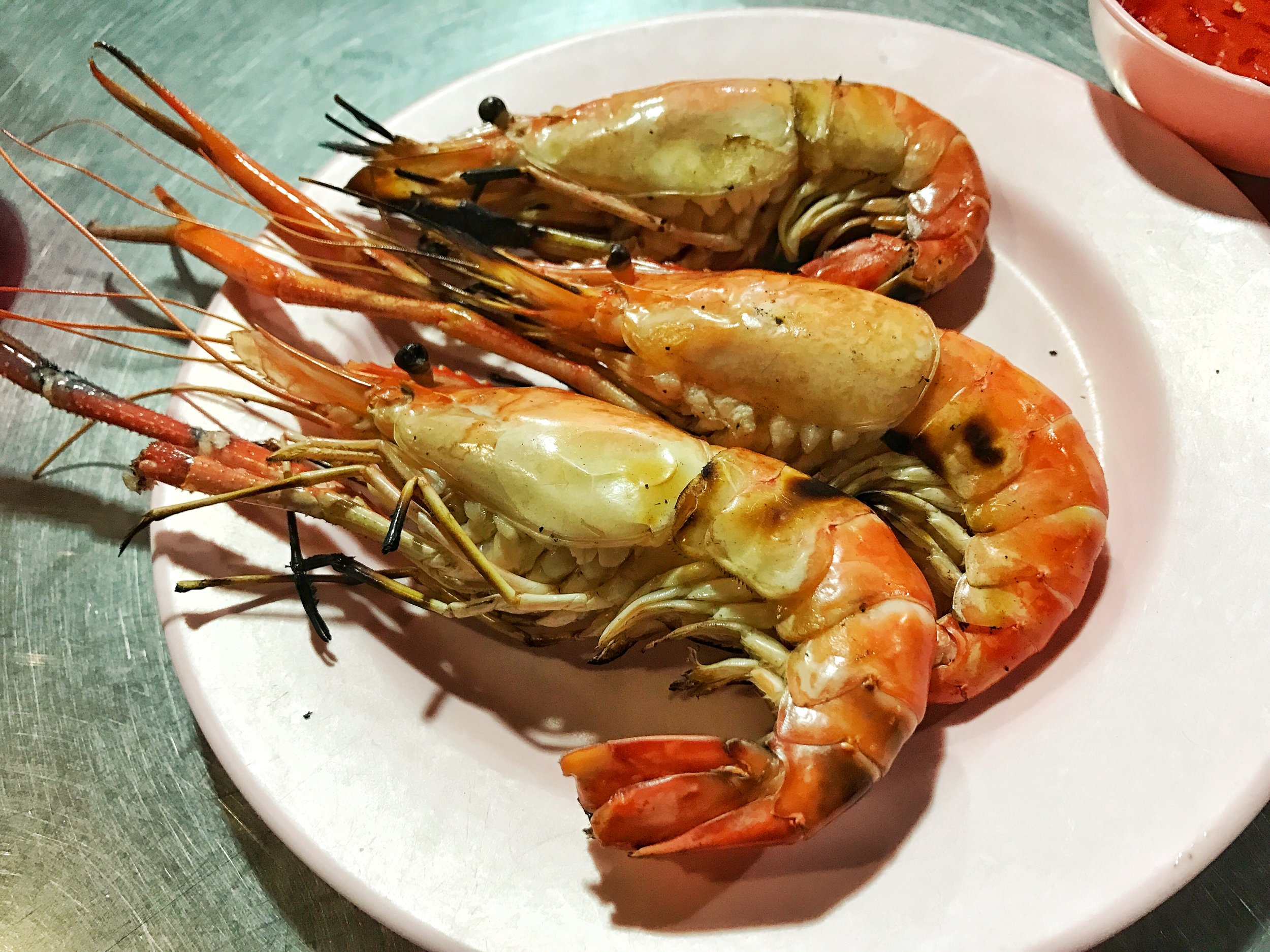 Grilled large prawns