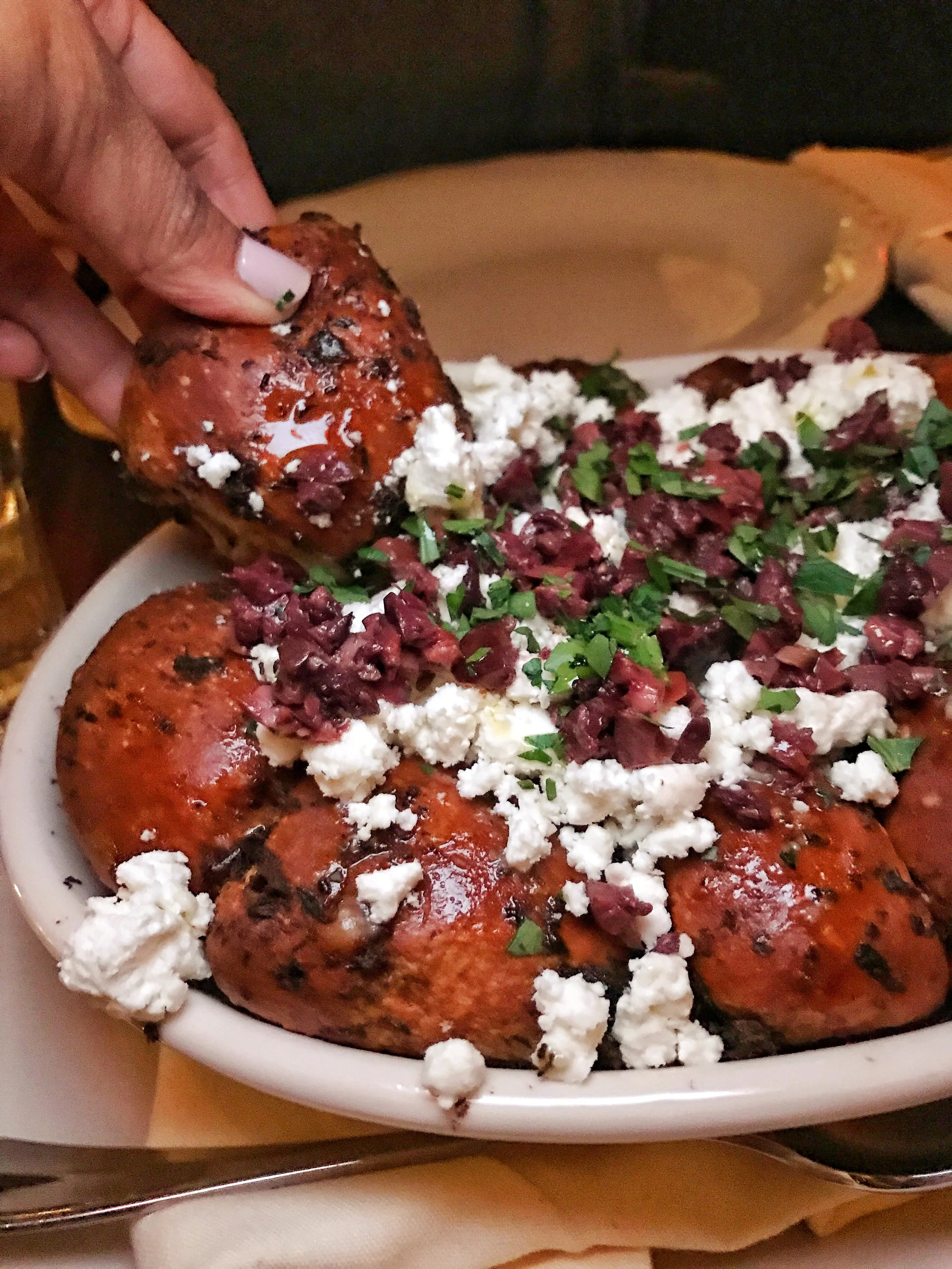 Pull apart feta & olive garlic bread