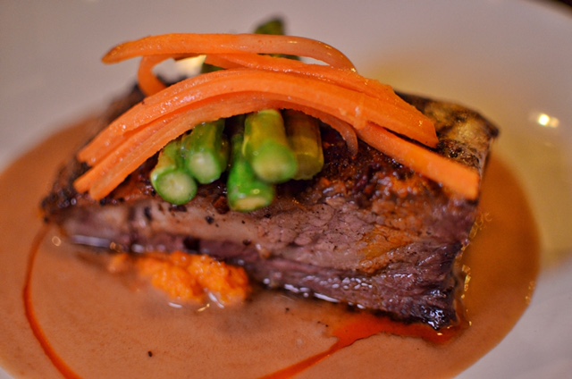 Short Rib Kare- parsnip puree, asparagus sesame-hazelnut veloute