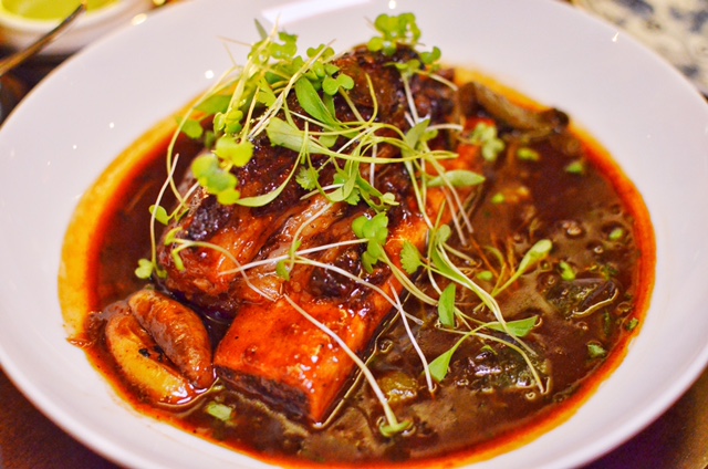 Beef short rib 'Jeera Meera' with fingerling potatoes, poblano