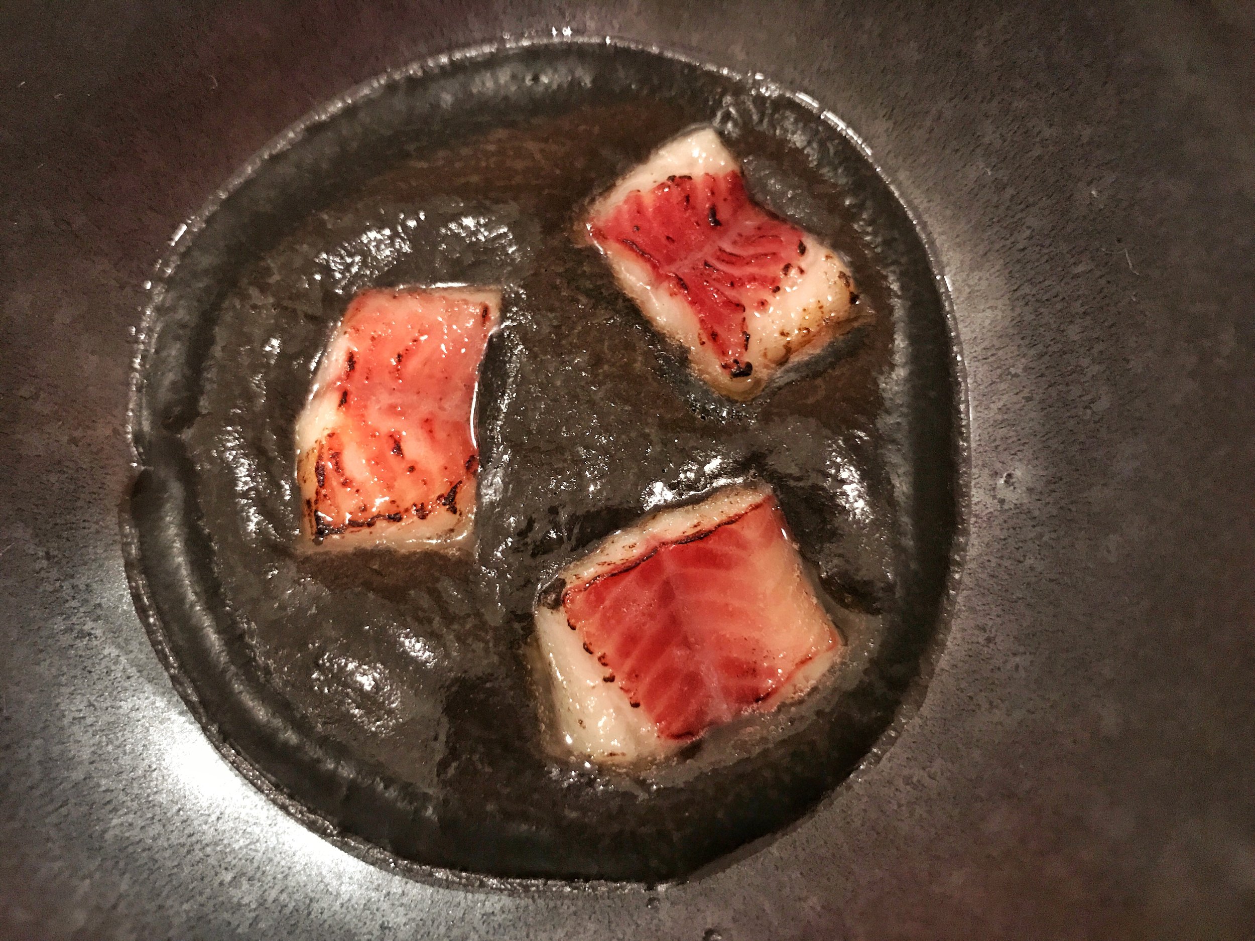 Smoked eel in black sesame sauce- The eel was smoky and paired excellently with the black sesame sauce. I'm a big fan!