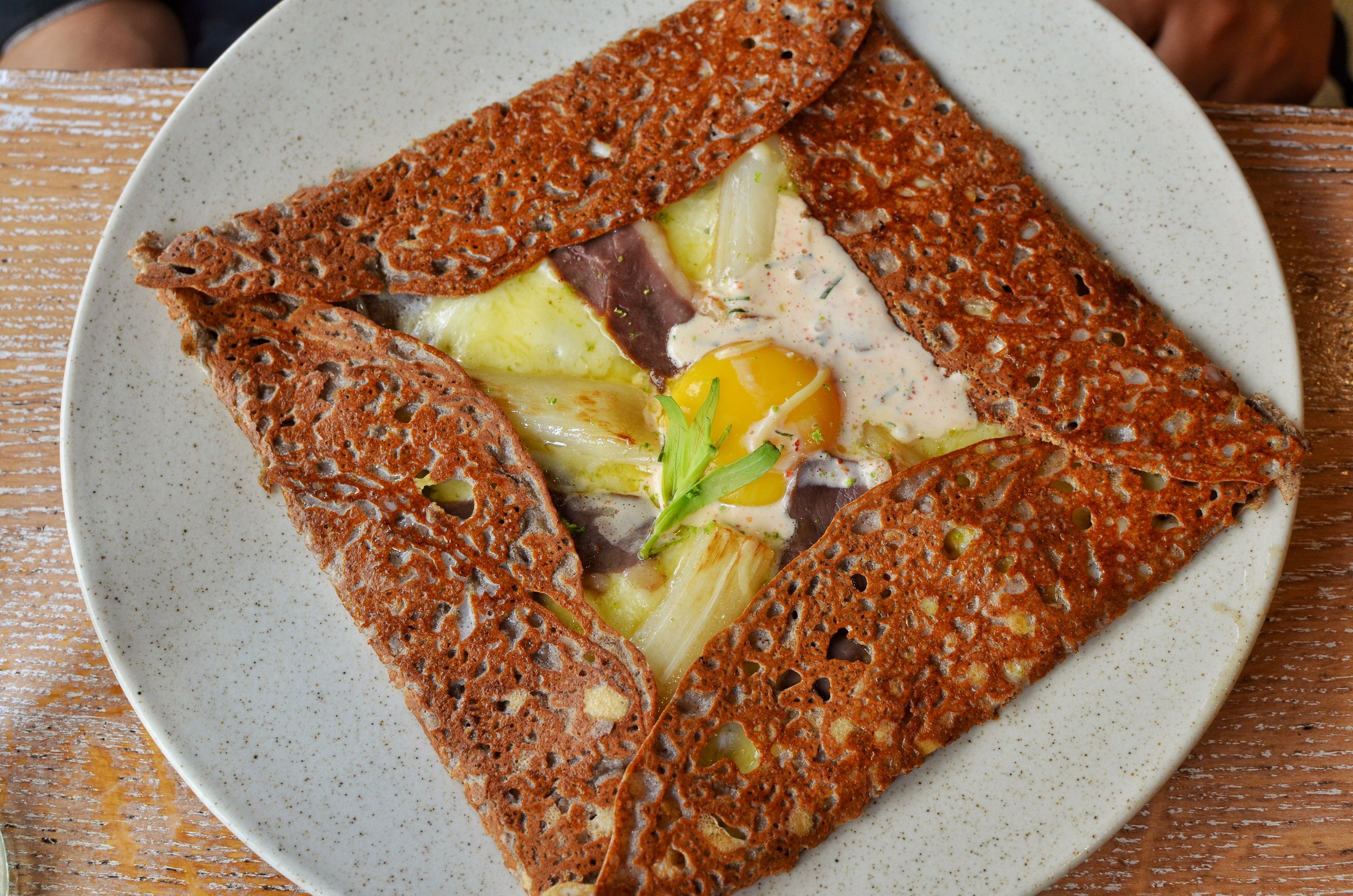 Duck breast, white asparause, egg crepe- This was one of the best crepres I've ever had. The duck breast was delciious and went well with all the other flavors in the crepe. The white asaparsue which was also in season was amazing in its own right.