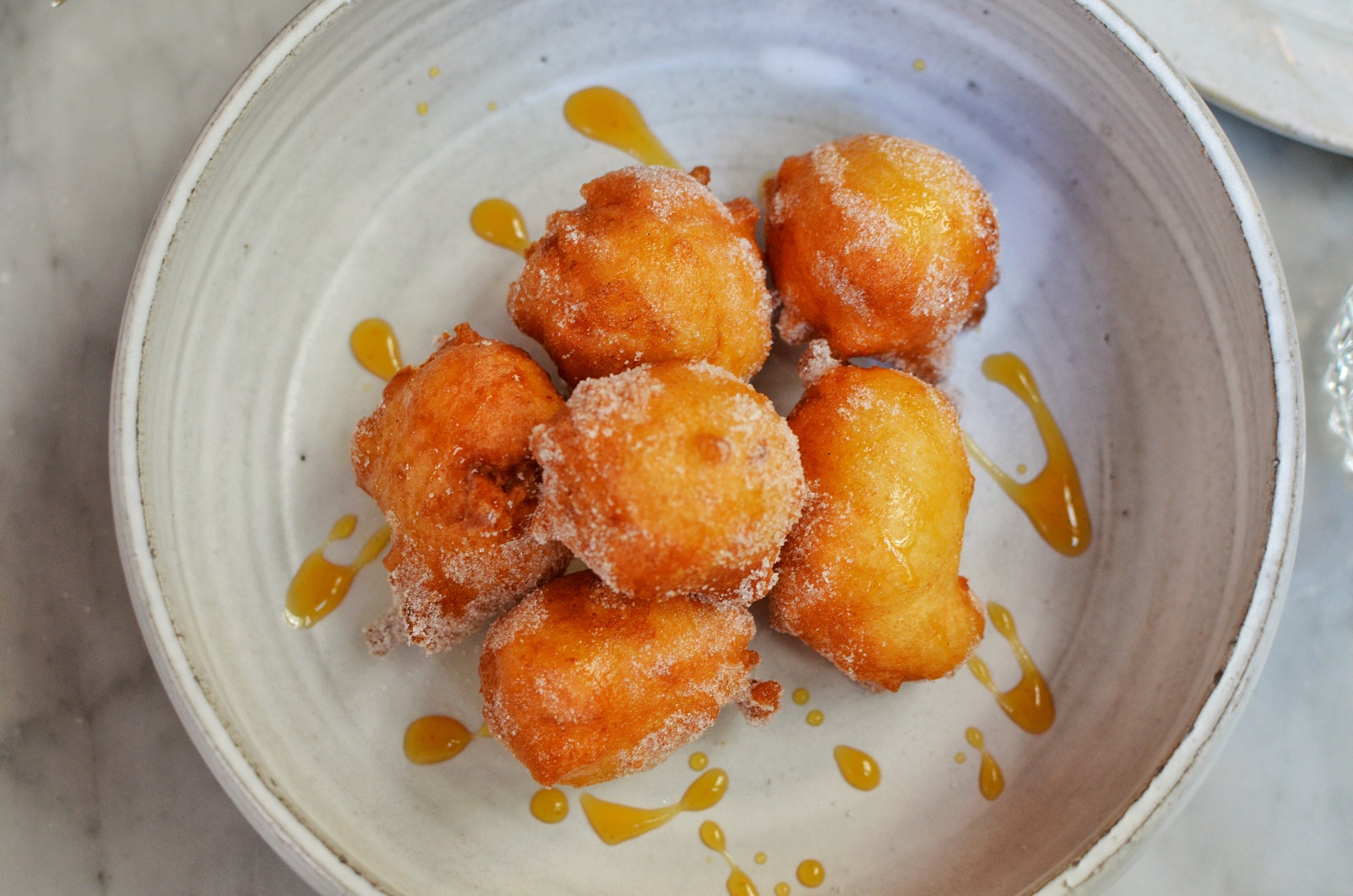 Ricotta donuts, whey caramel, vanilla- The ricotta makes these donuts so soft and moist. It's hard to resist eating all of them at once. 