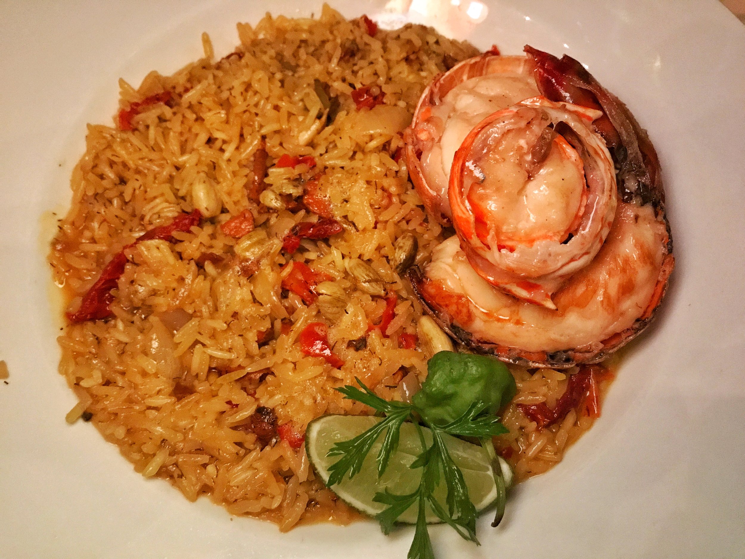 Spiced Cuban rice with lobster