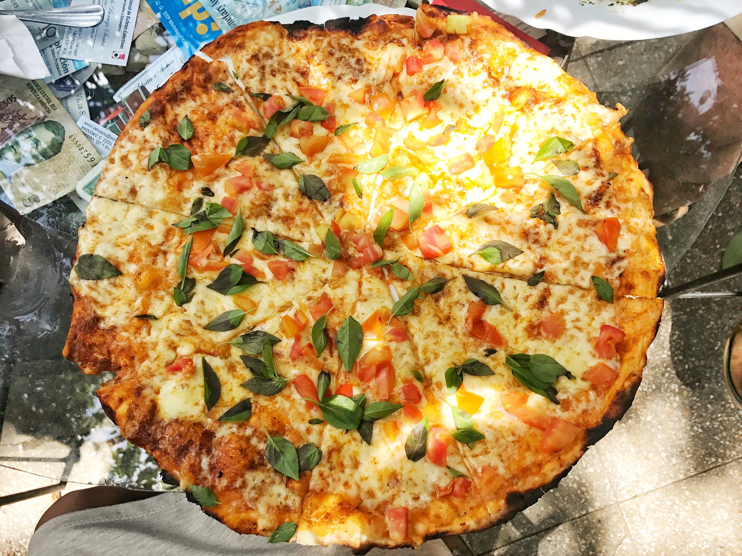 Margarita pizza (they baked this in front of me too!)